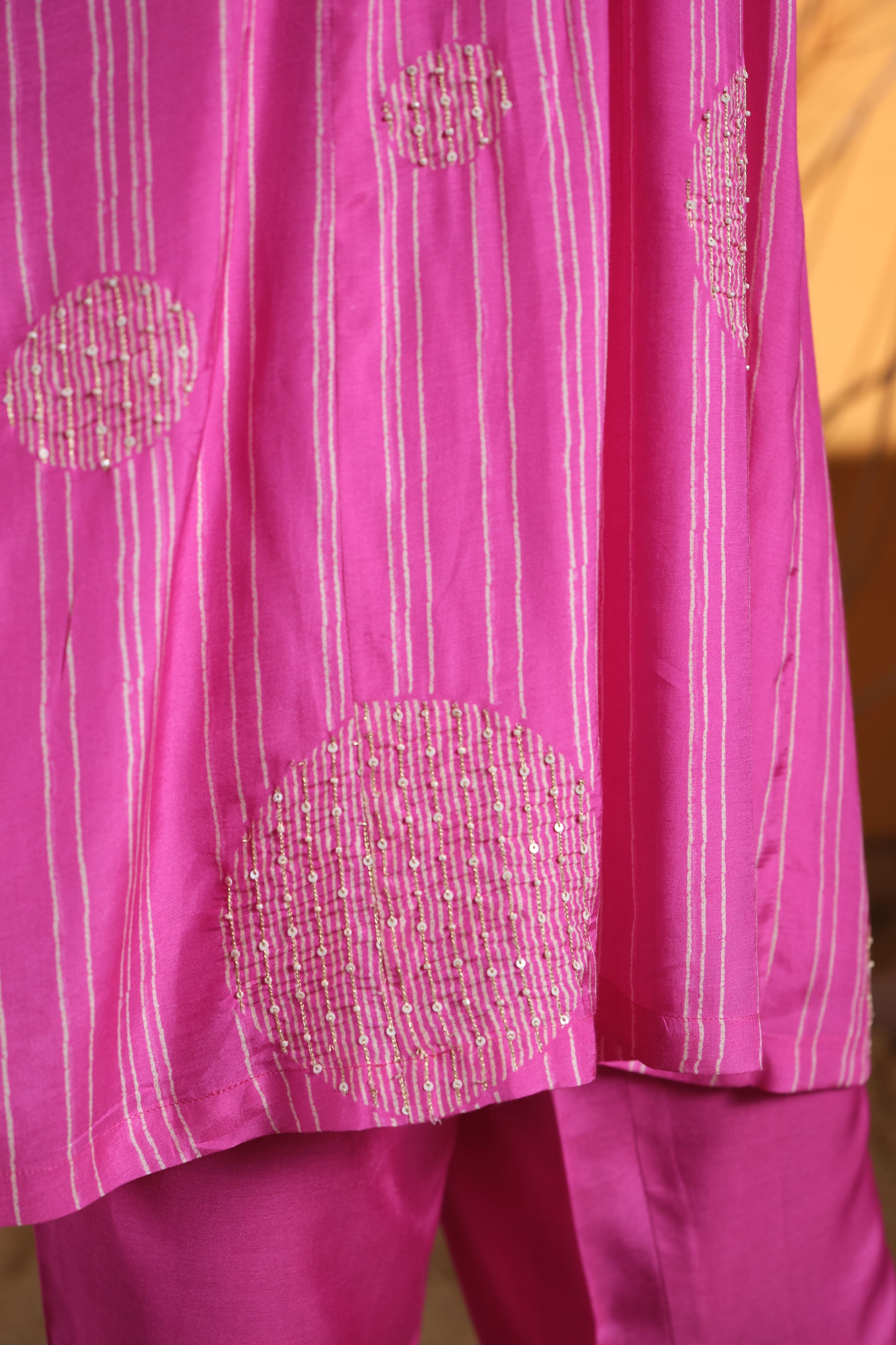 Pink Shibori Kurta Set