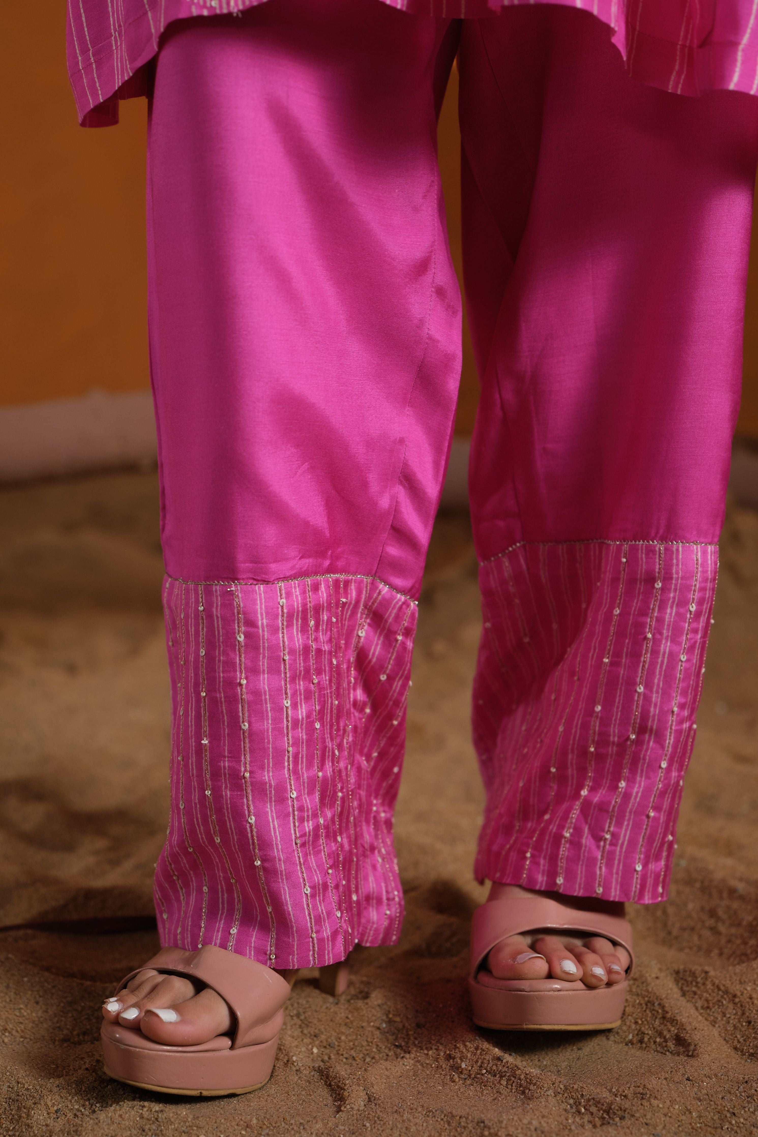 Pink Shibori Kurta Set