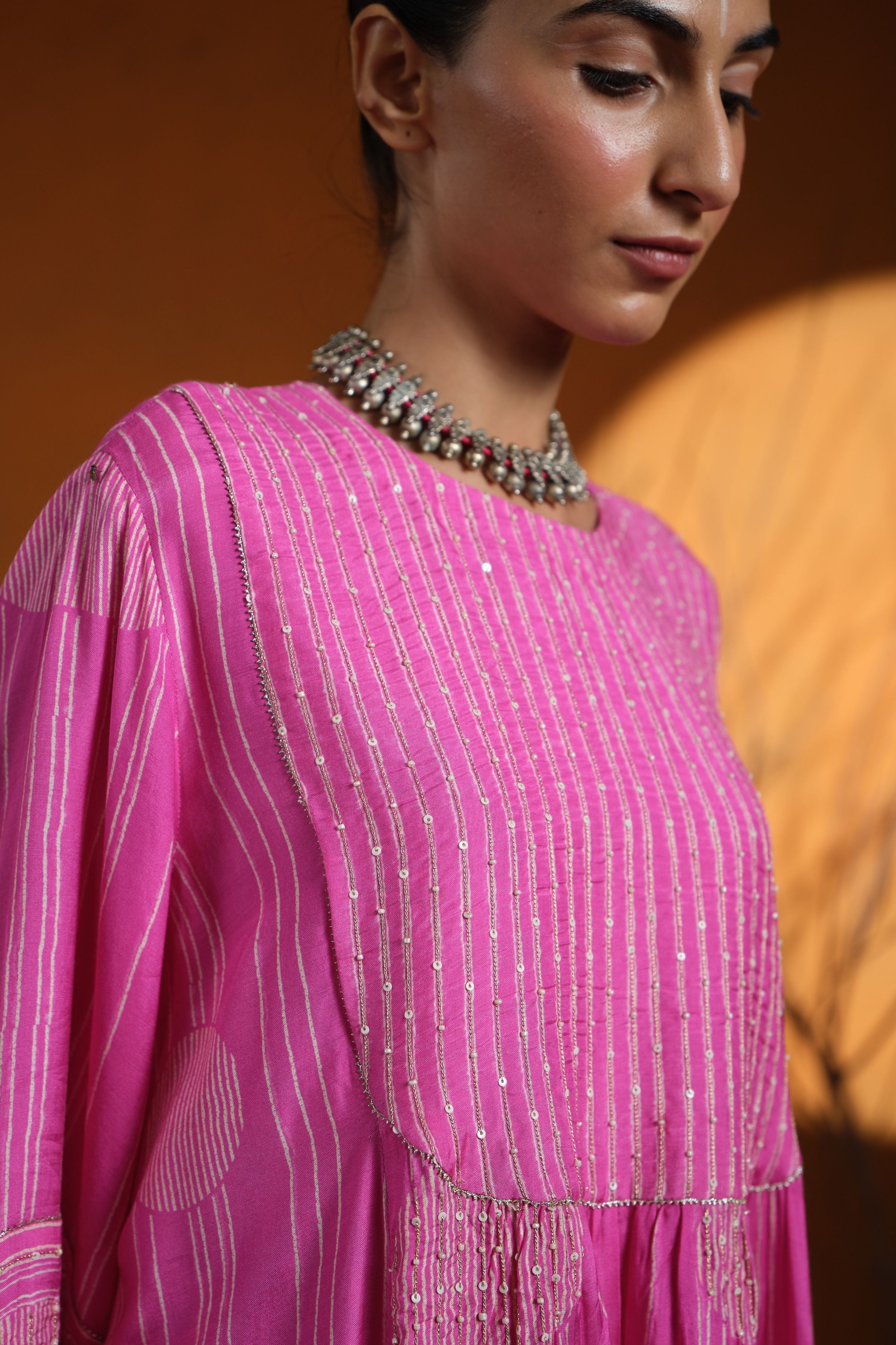 Pink Shibori Kurta Set