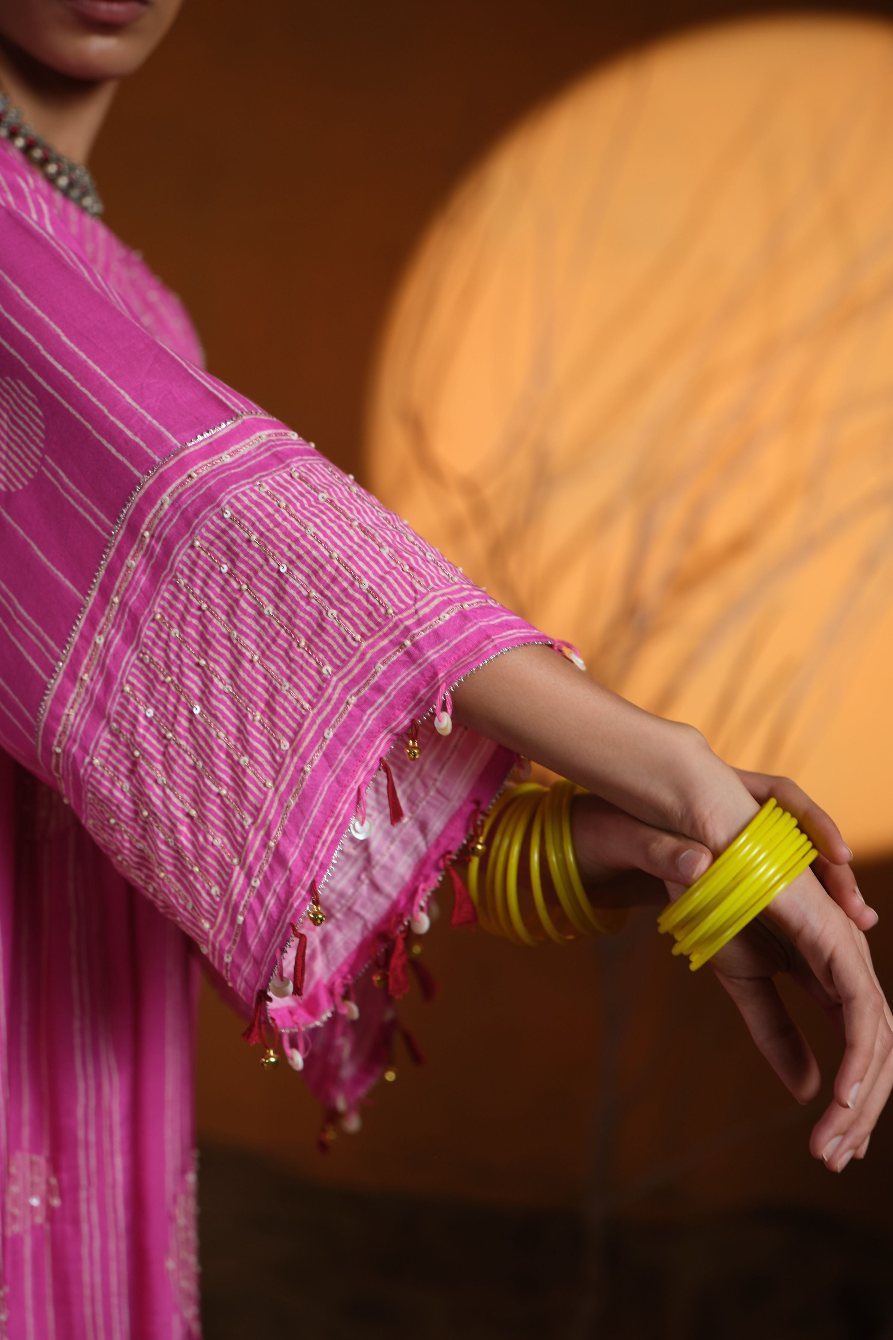 Pink Shibori Kurta Set