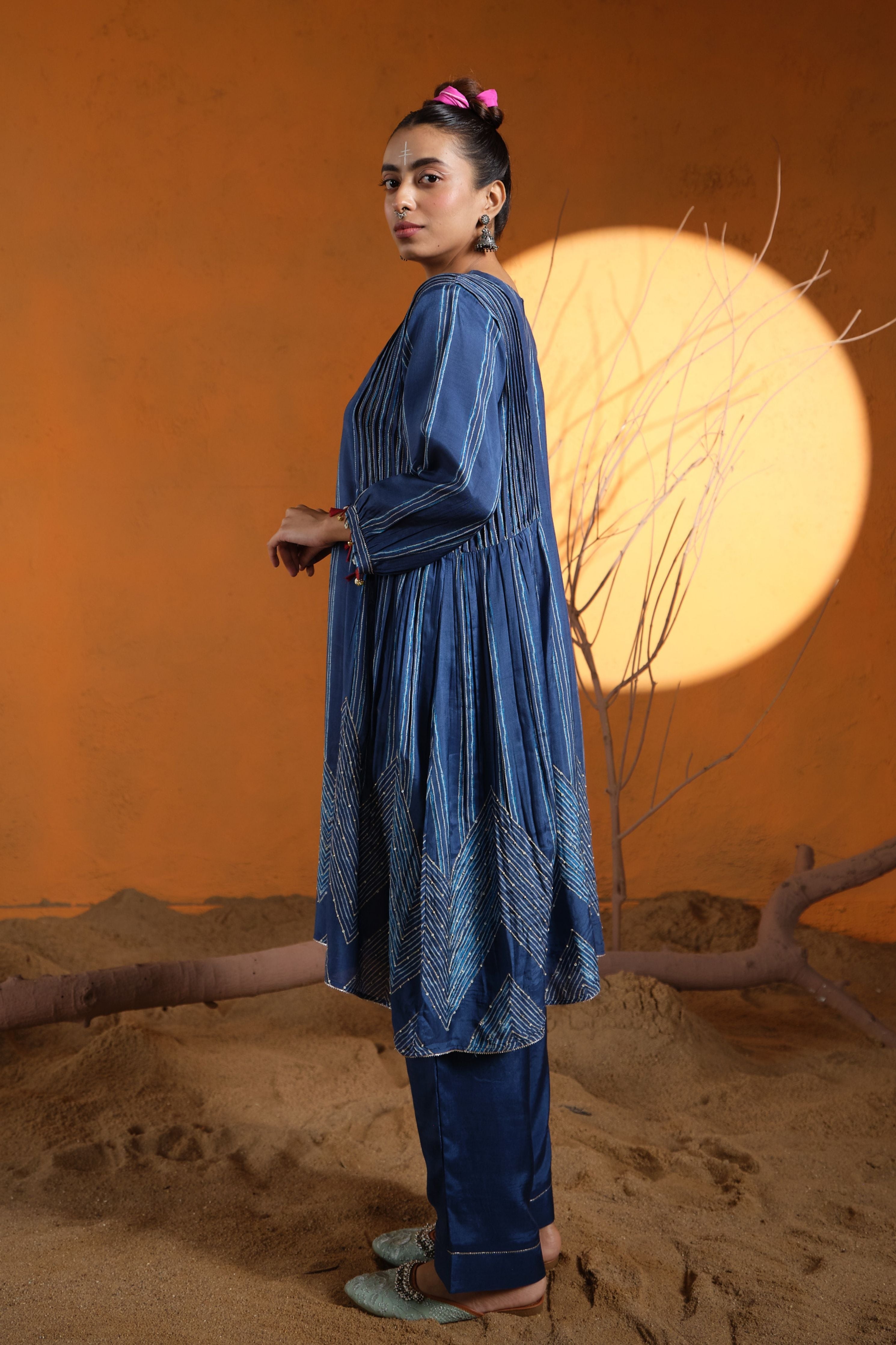 Blue Shibori Kurta Set