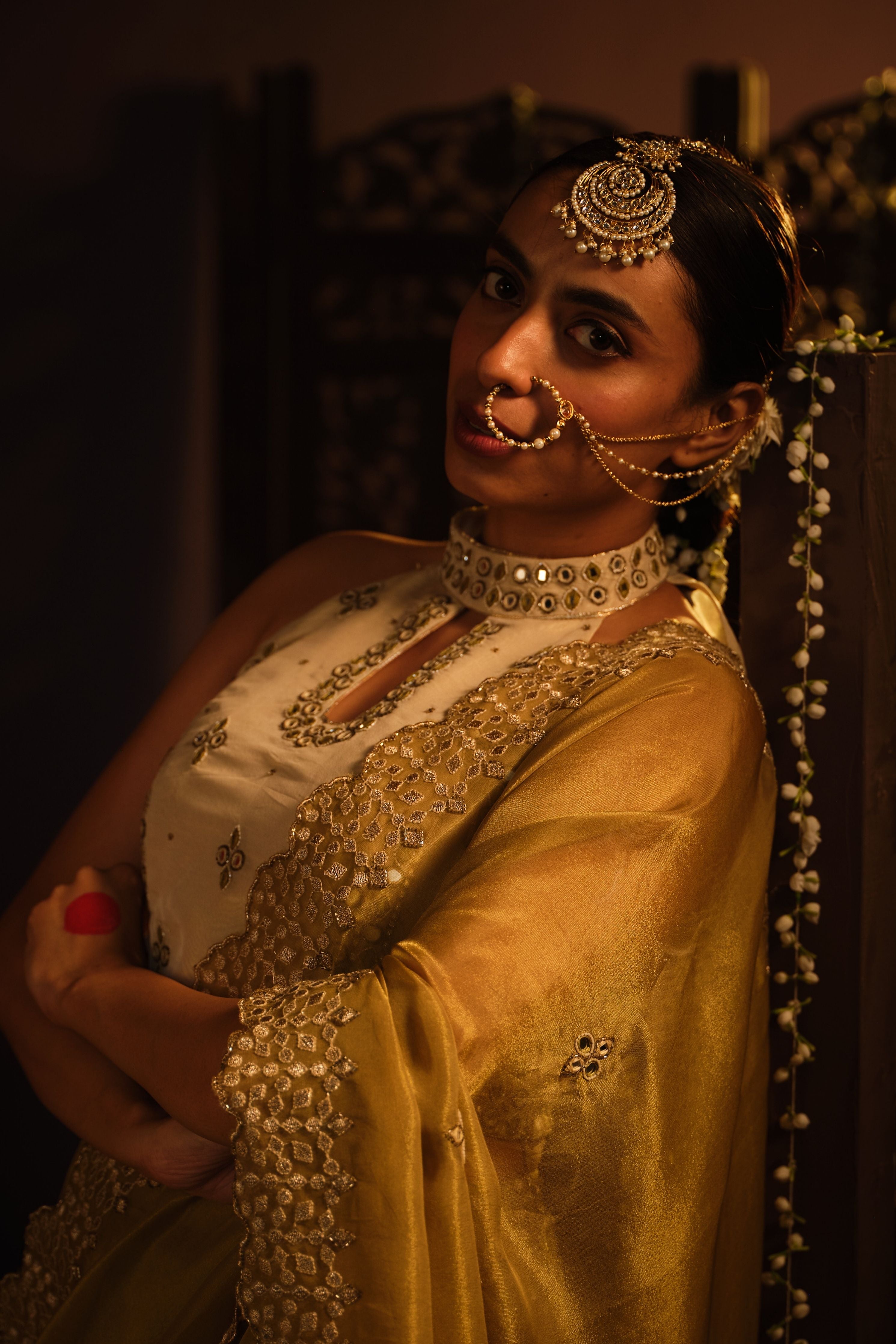 Cream Drape Saree
