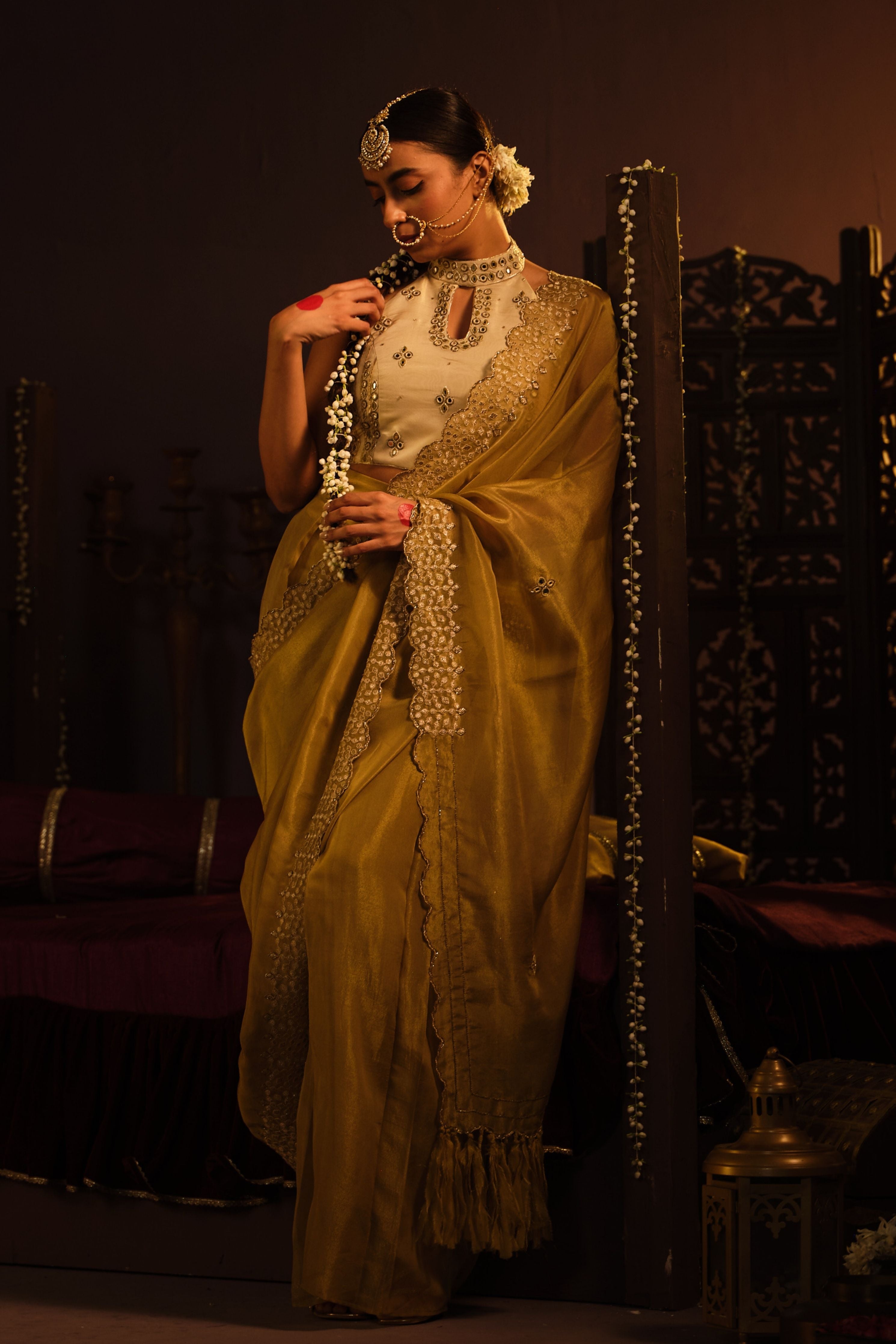 Cream Drape Saree