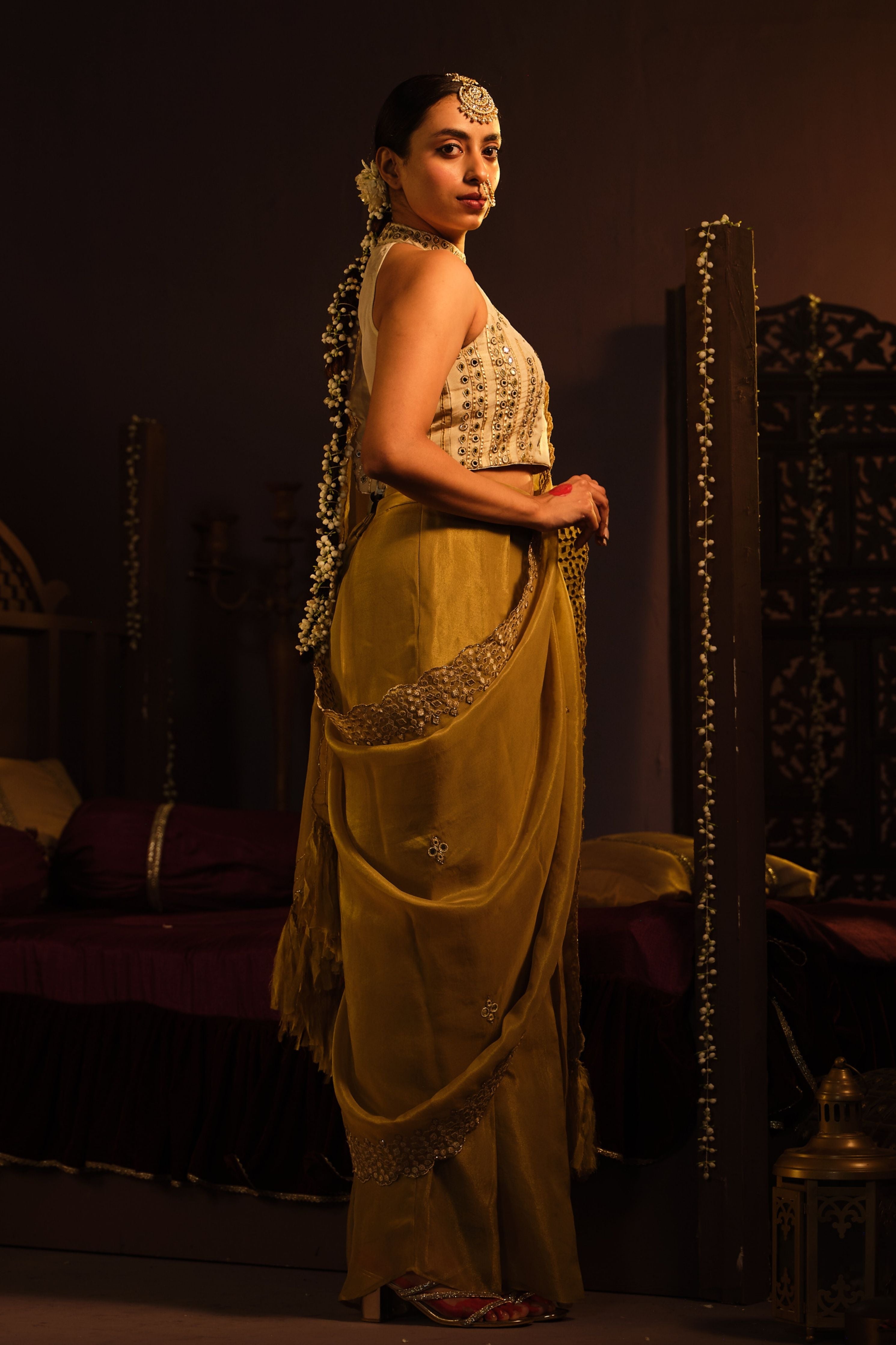 Cream Drape Saree