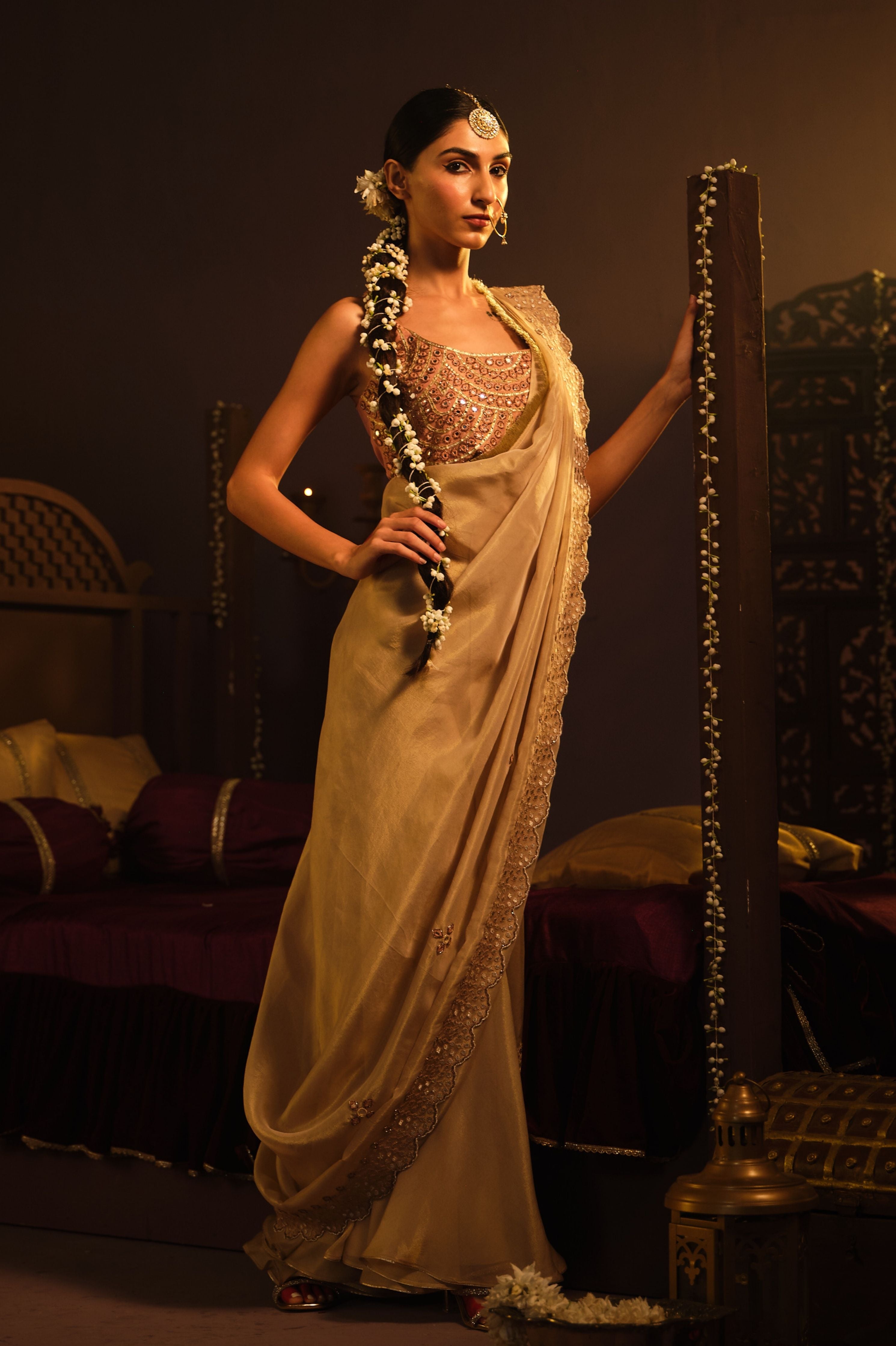 Pink Drape Saree