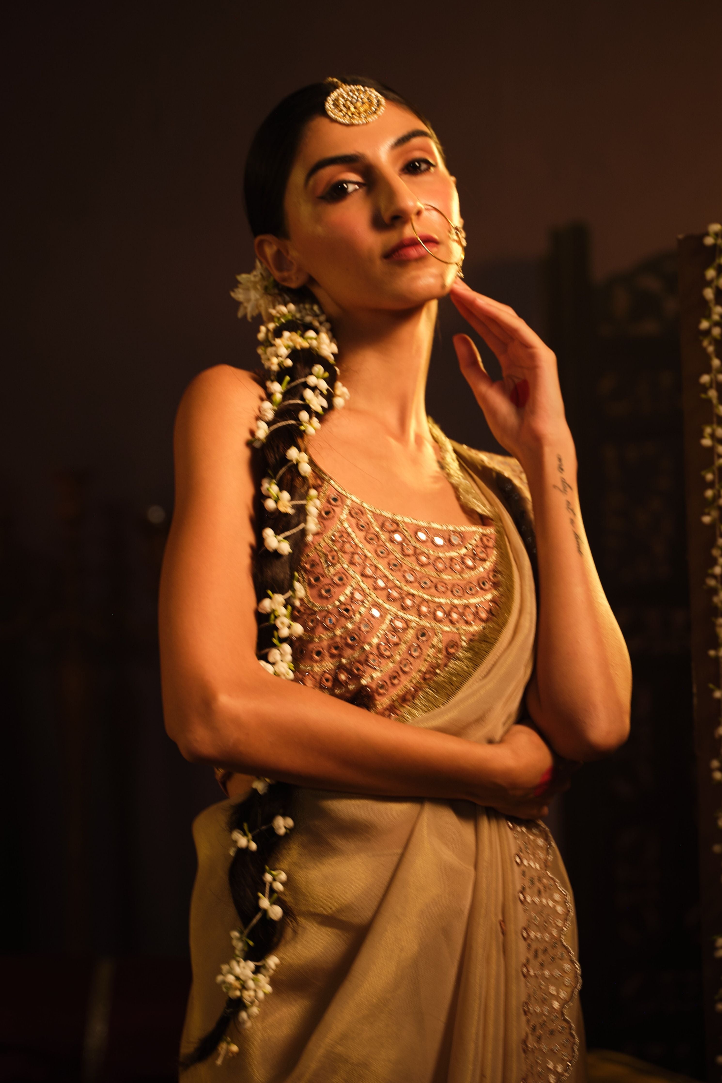 Pink Drape Saree