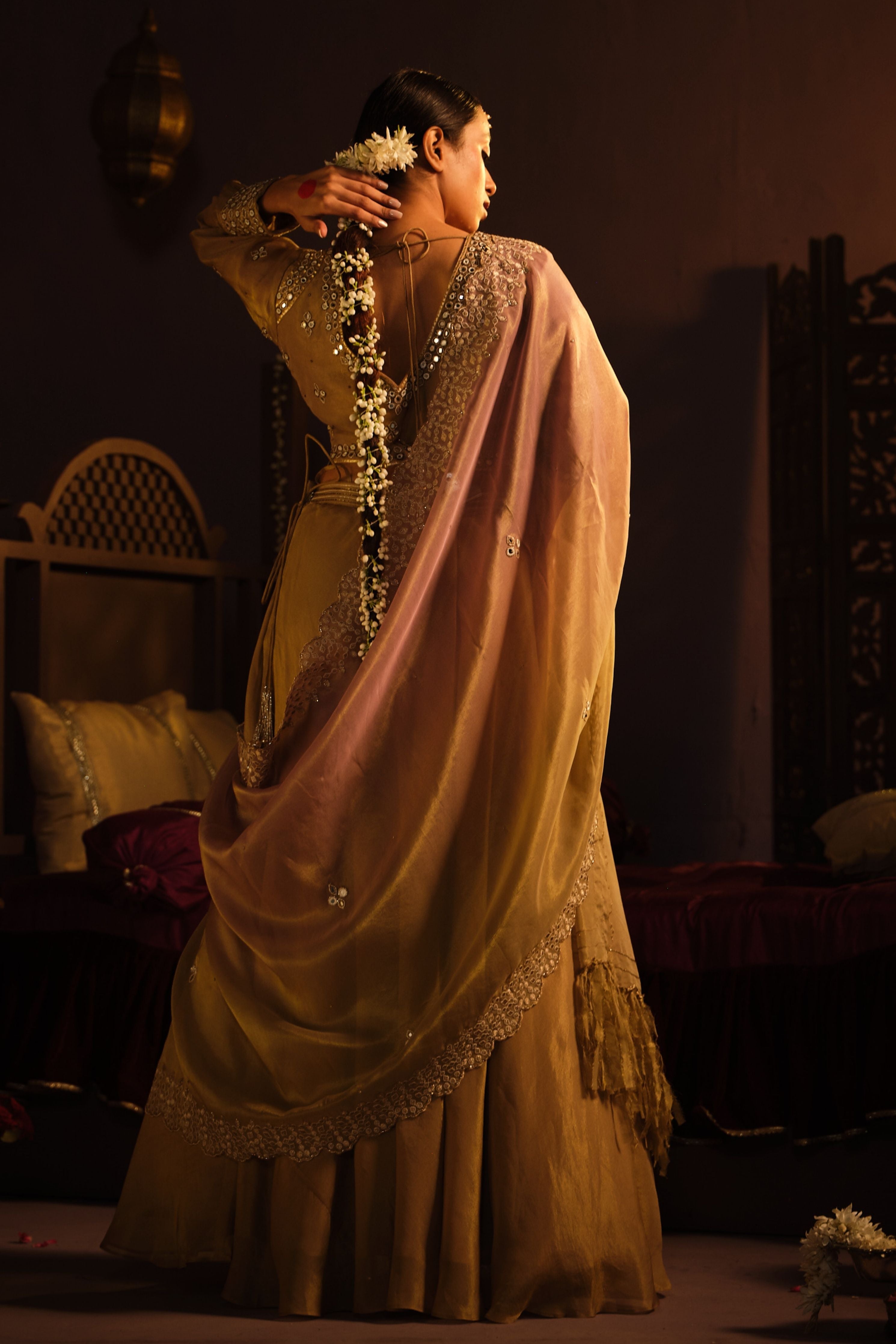Brown Mirror Lehanga Set