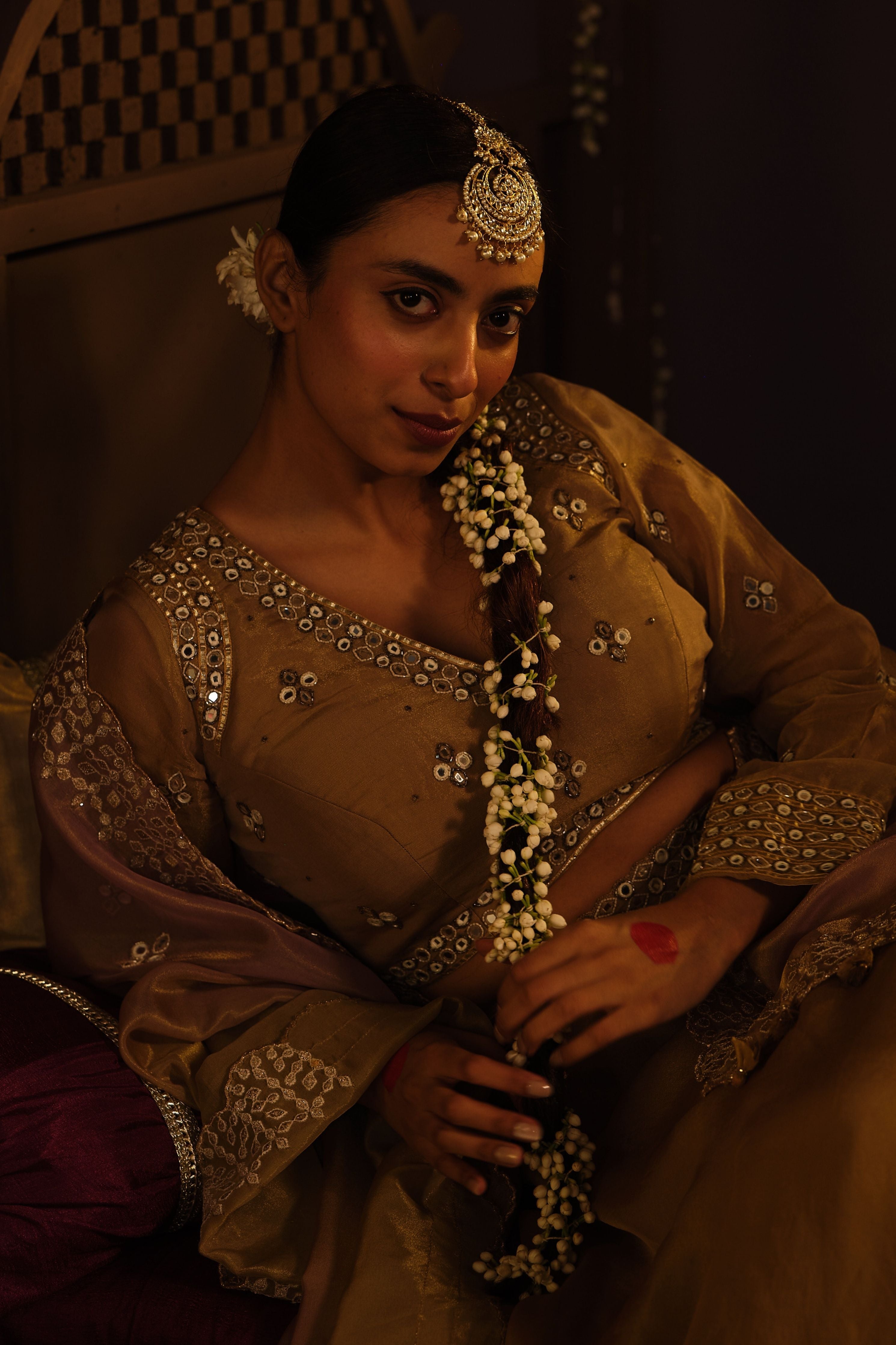 Brown Mirror Lehanga Set