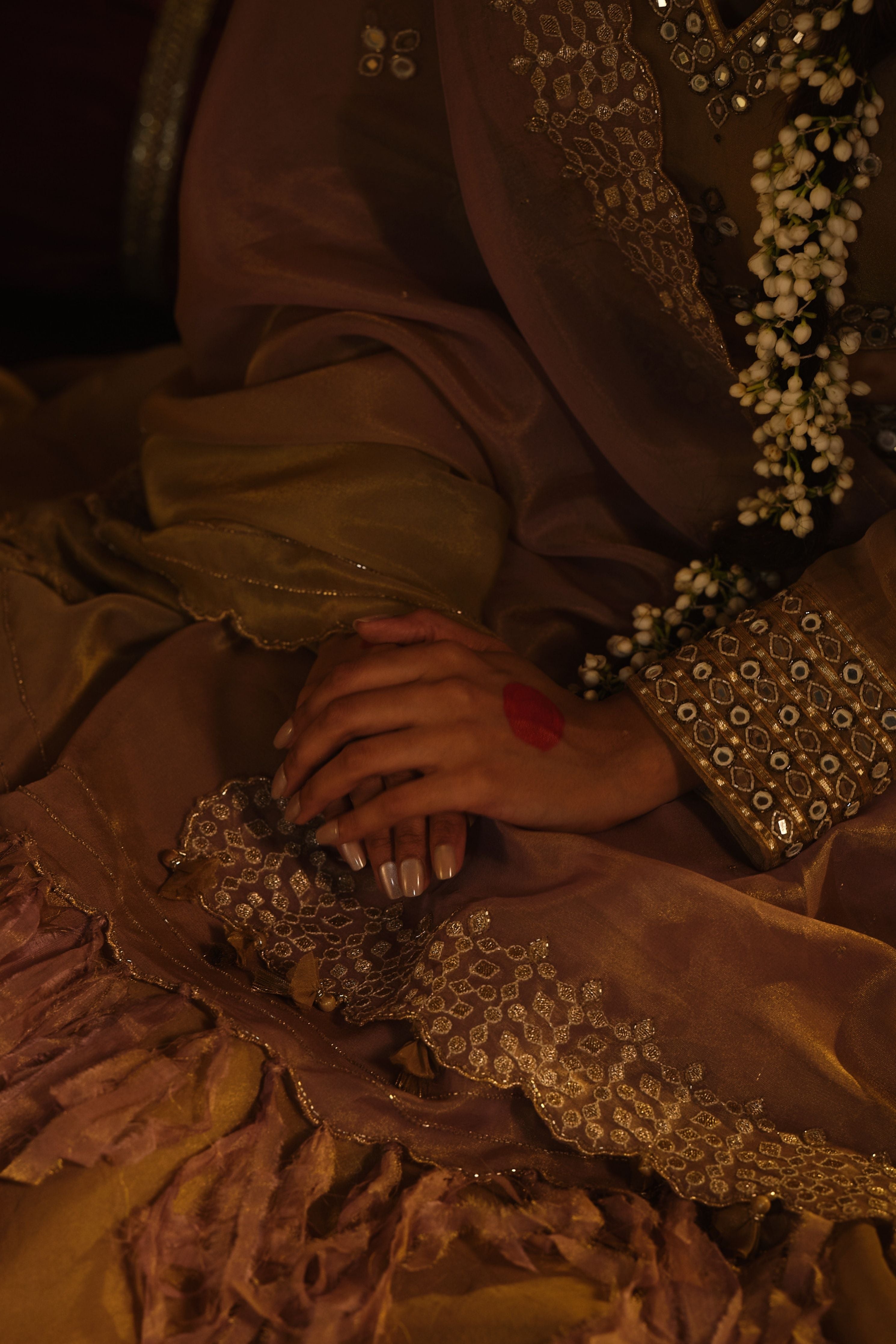 Brown Mirror Lehanga Set