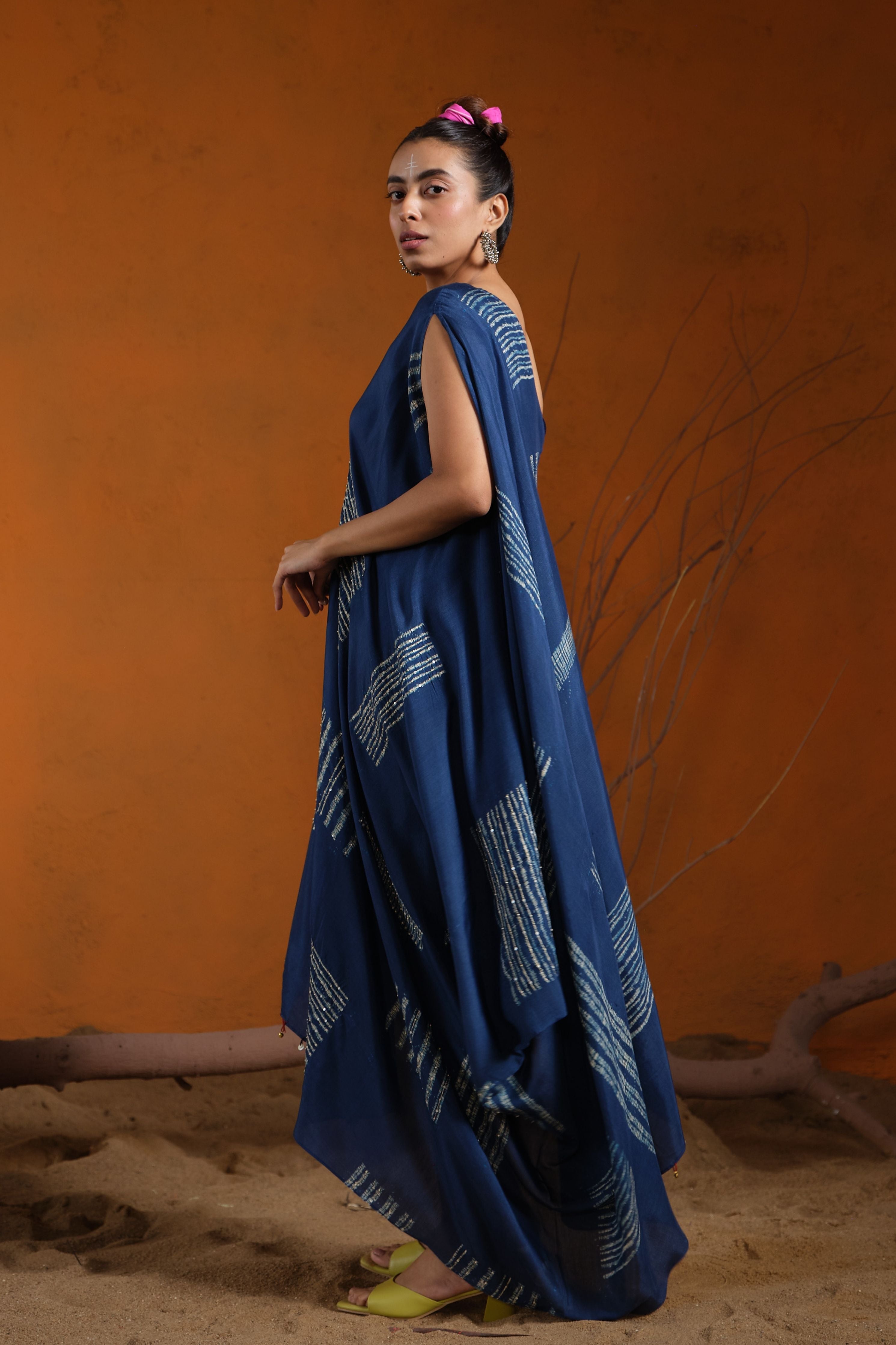 Indigo Blue One Shoulder Assymetric Dress