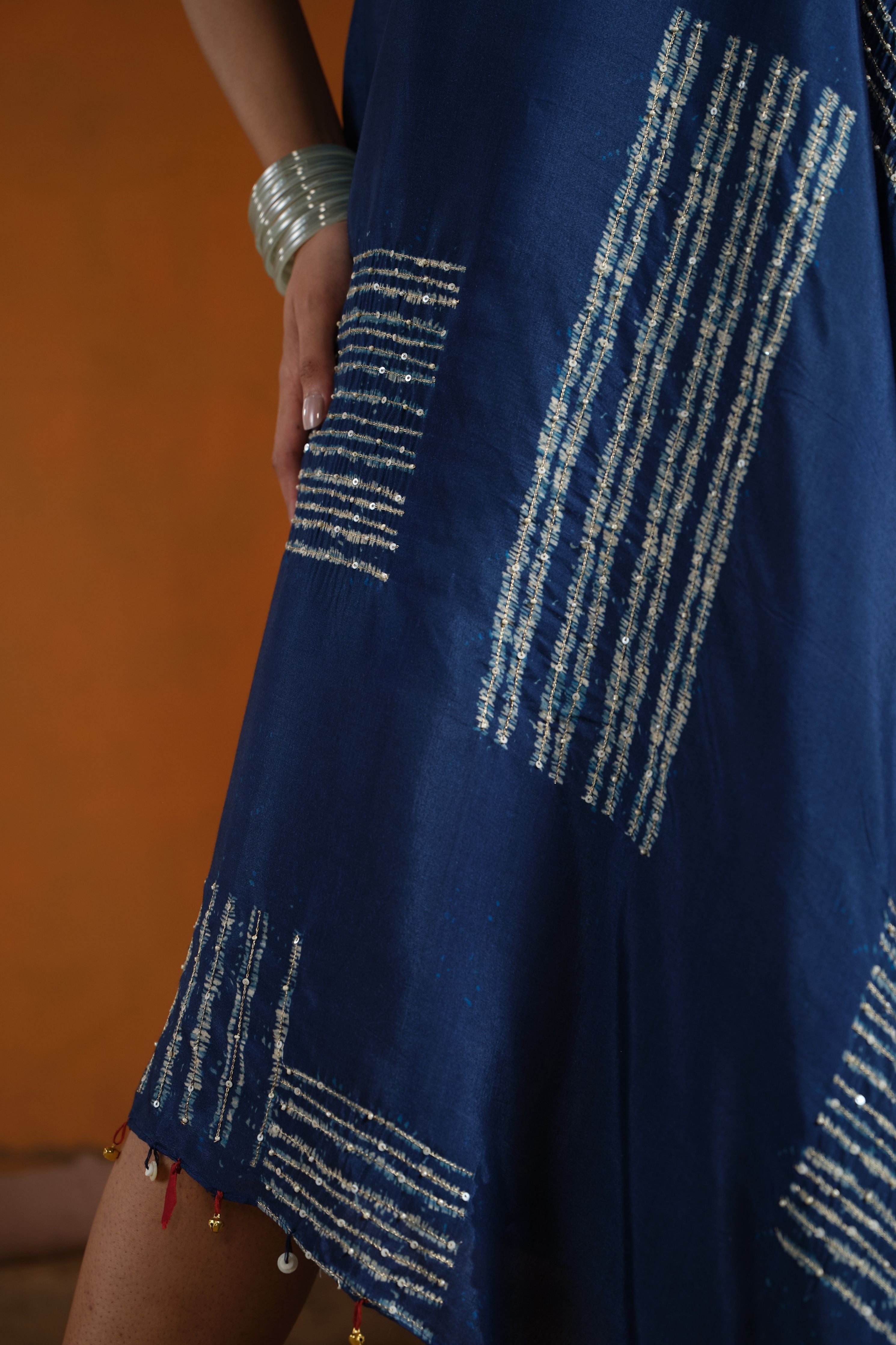 Indigo Blue One Shoulder Assymetric Dress