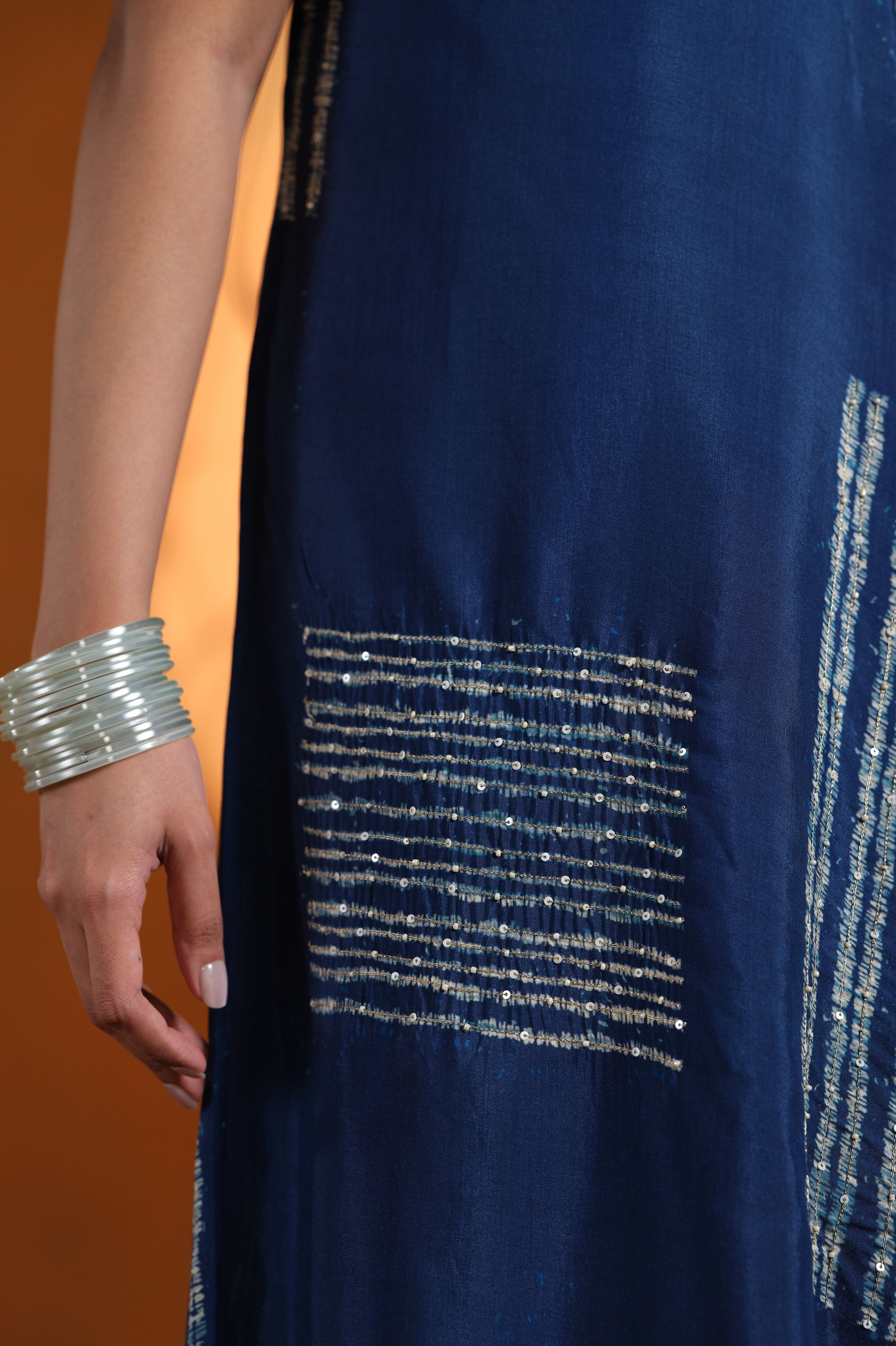Indigo Blue One Shoulder Assymetric Dress