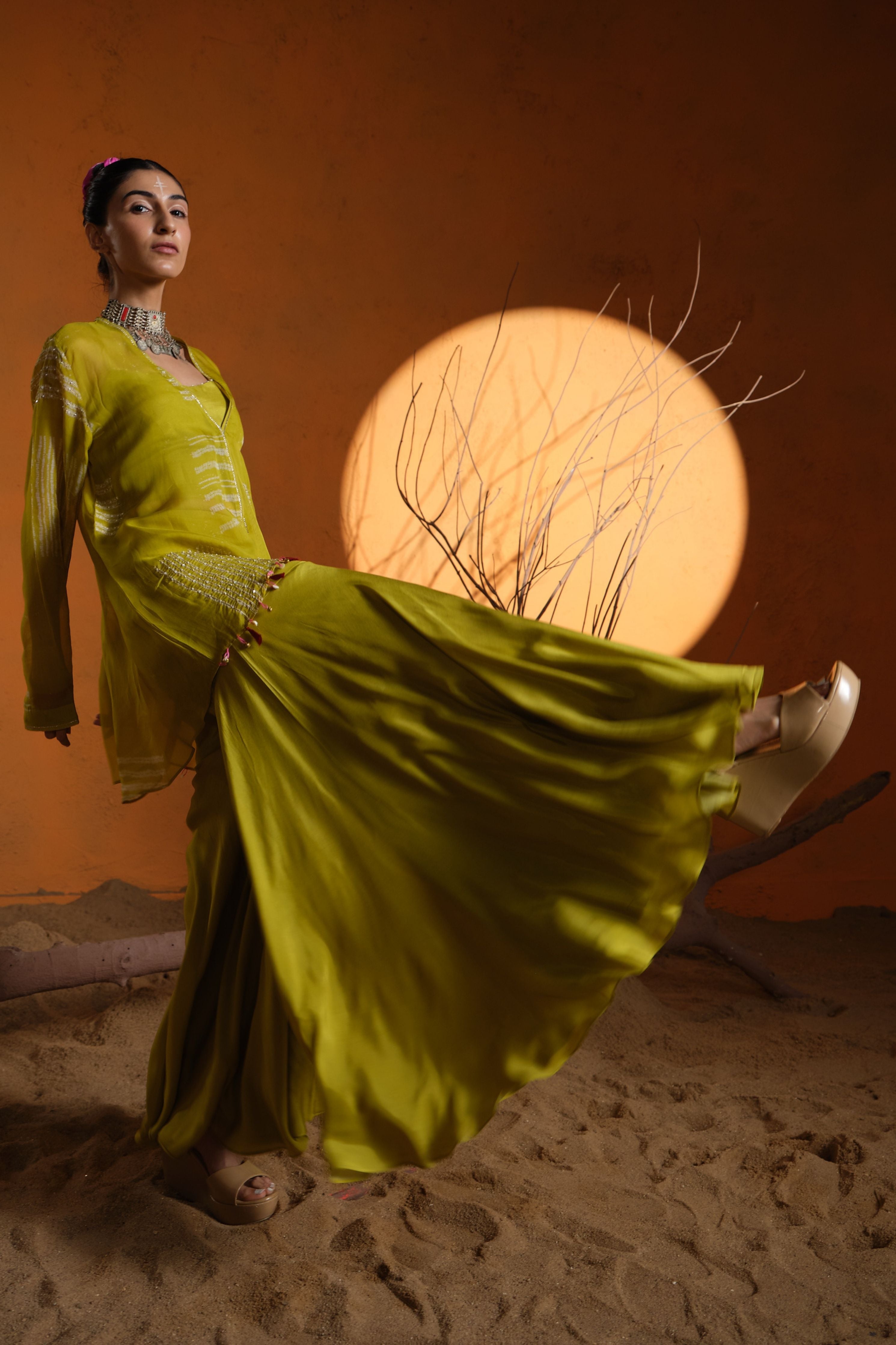 Lime Green Sharara Set