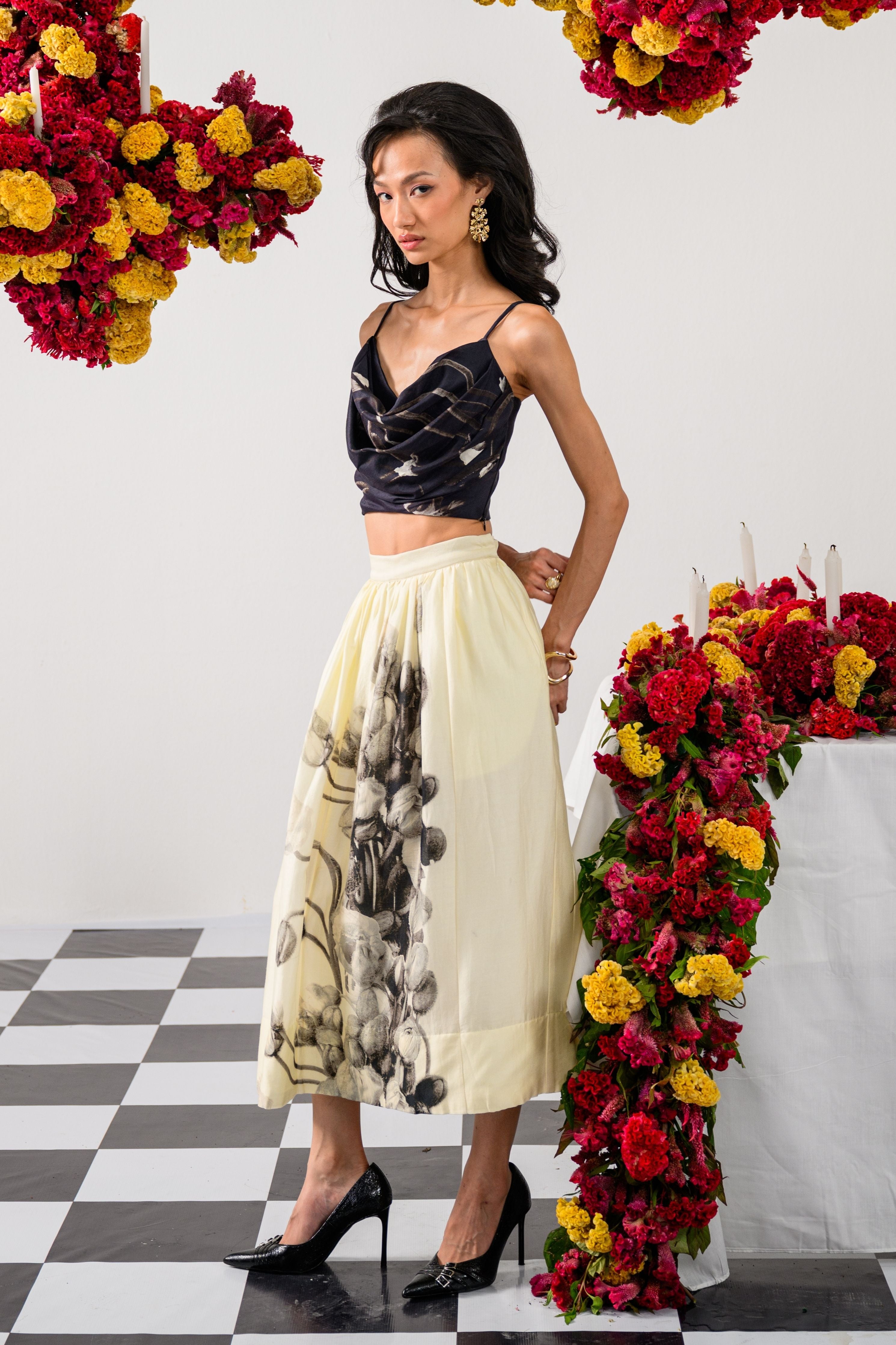 Noir & Ivory Long Skirt