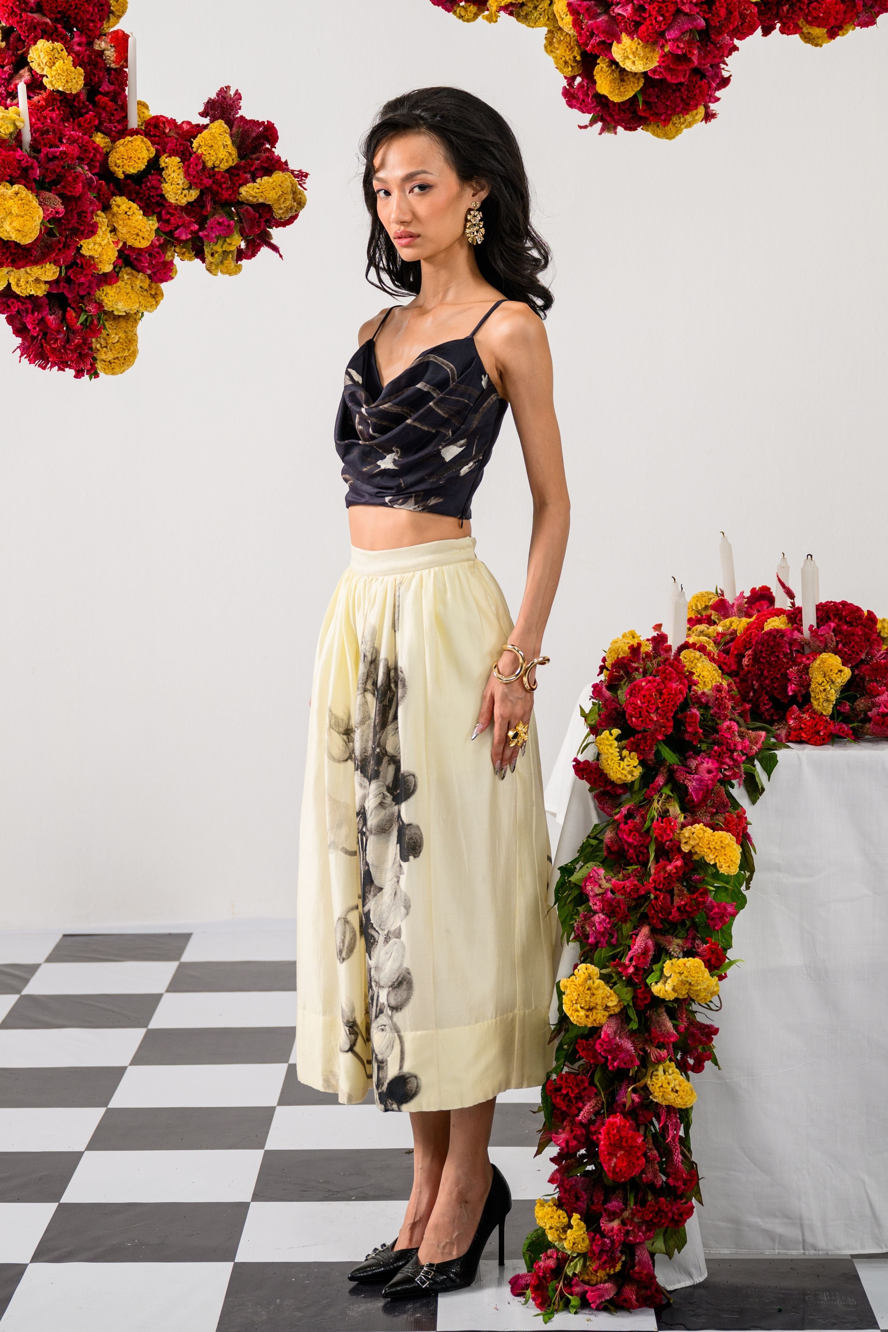 Noir & Ivory Long Skirt