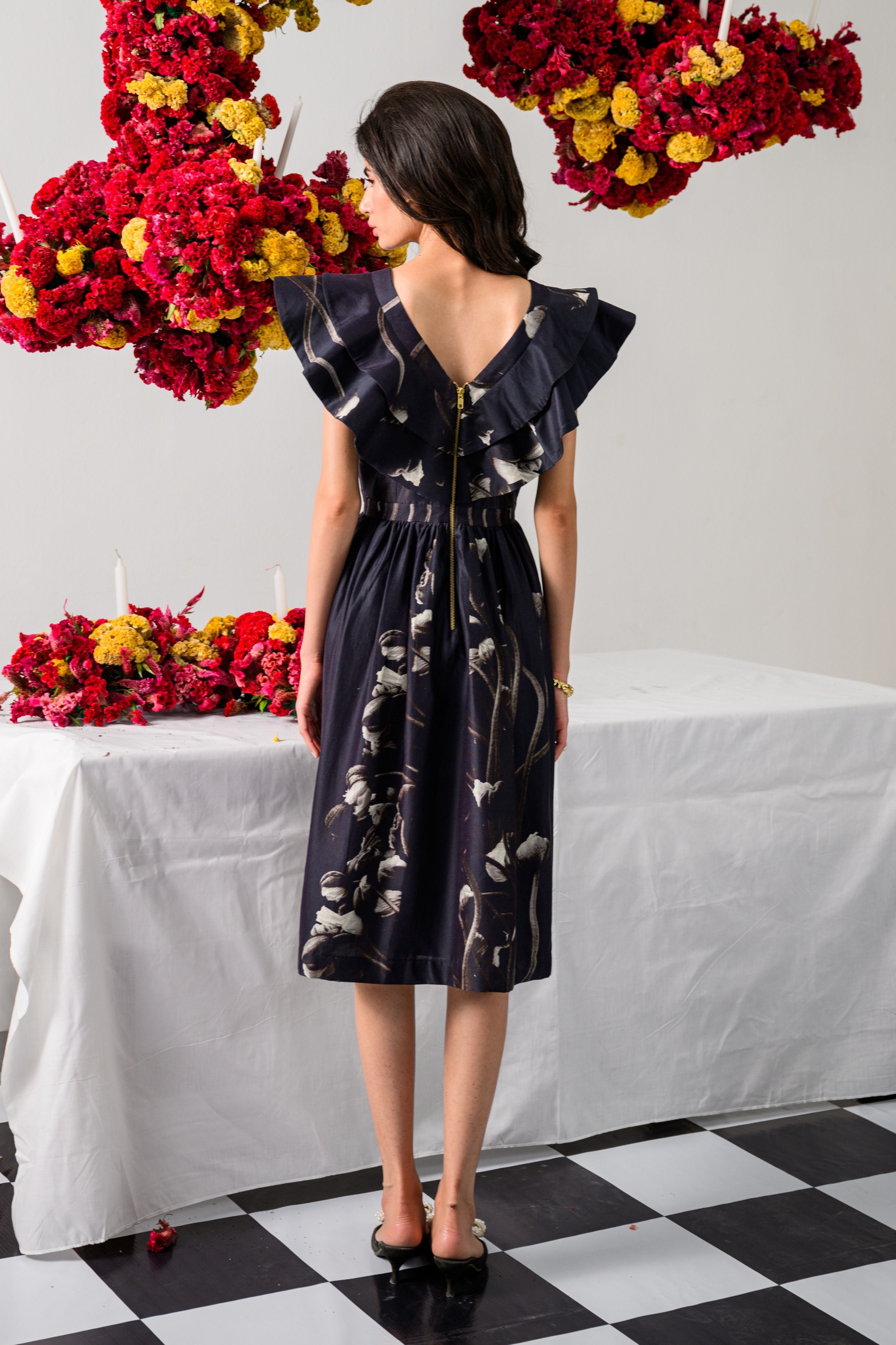 Victorian Petals Ruffle Dress