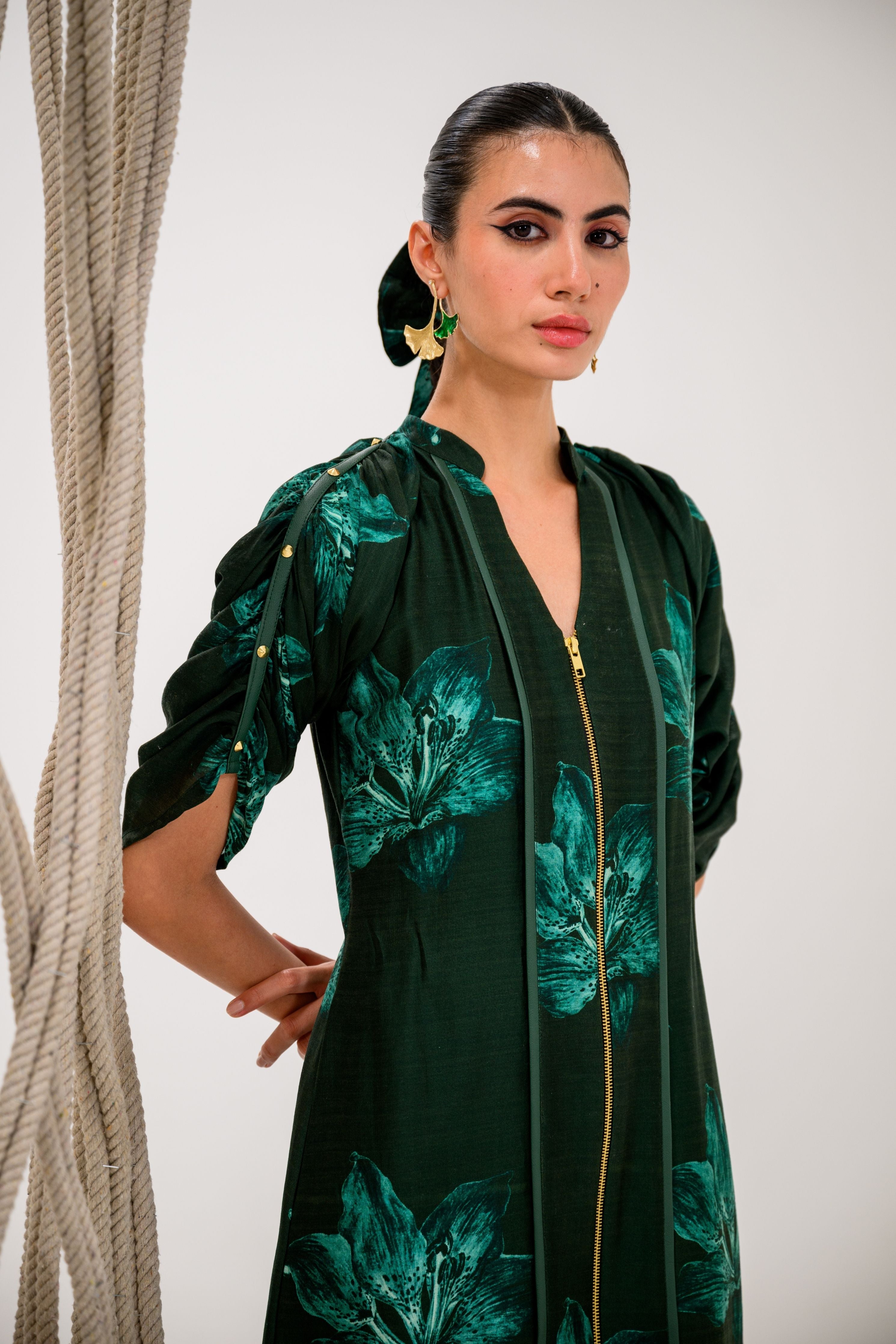 Frostleaf Zipper Midi Dress