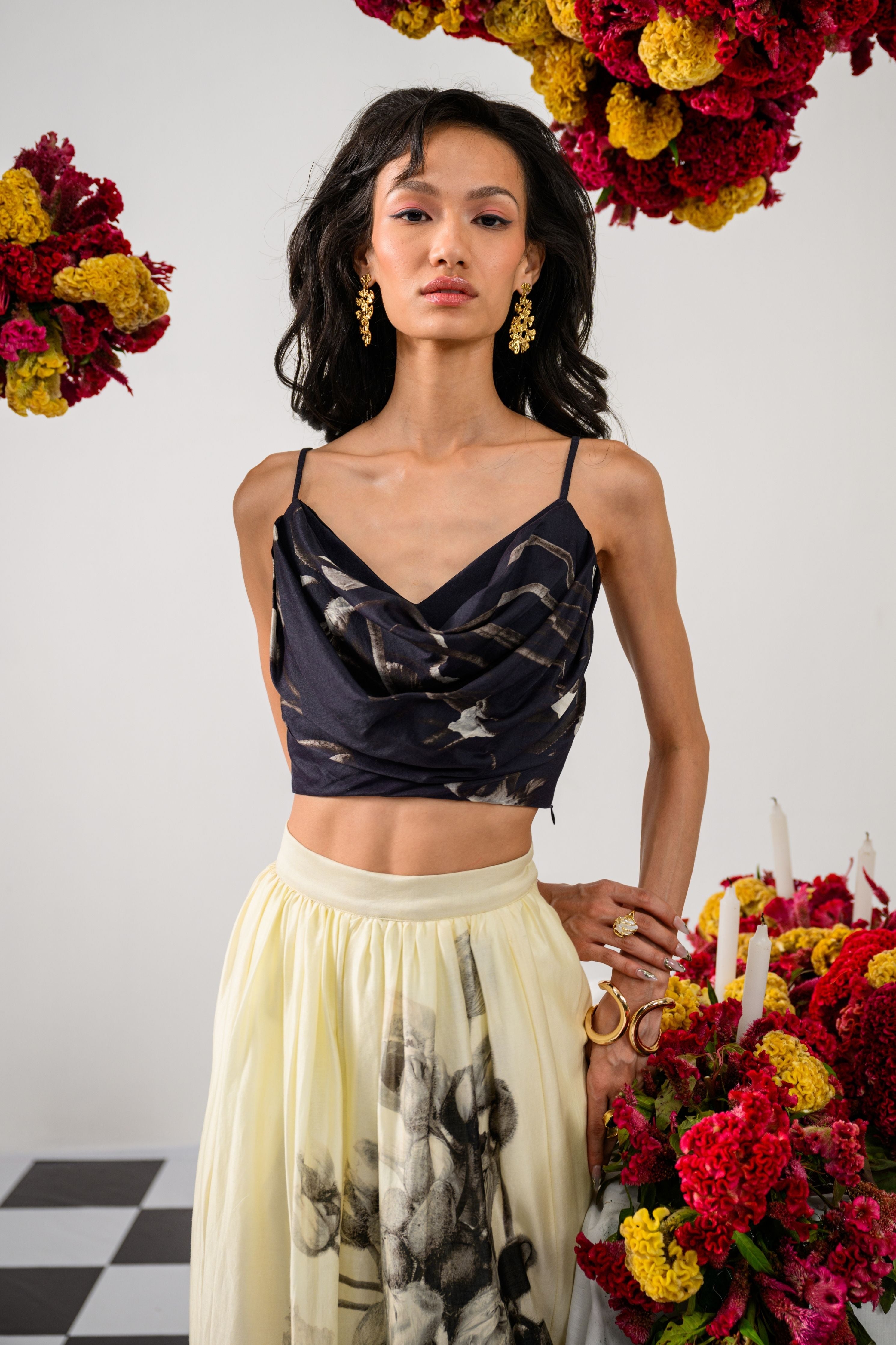 Noir & Ivory Skirt Co-Ord Set