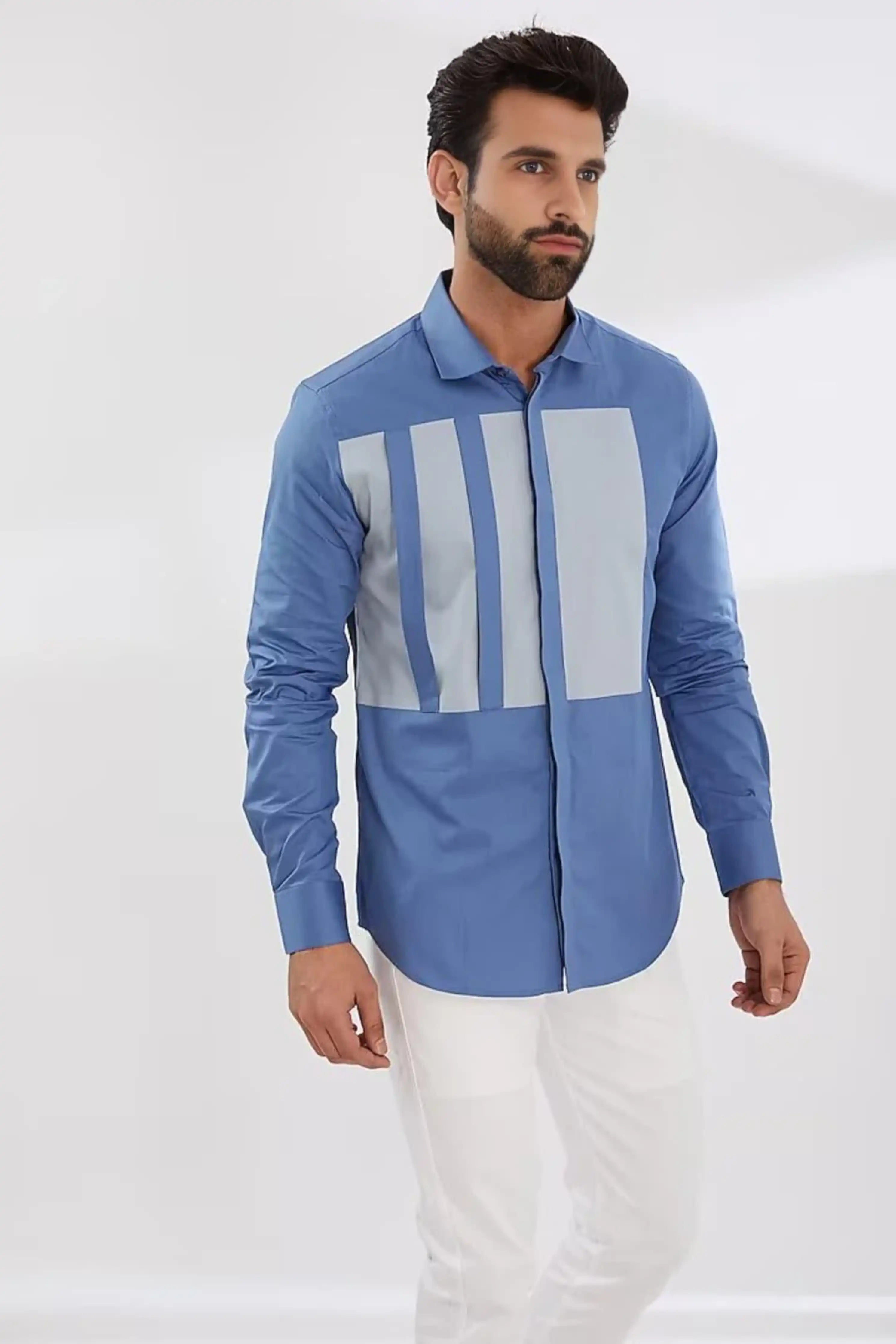 Colourblock  Blue Shirt