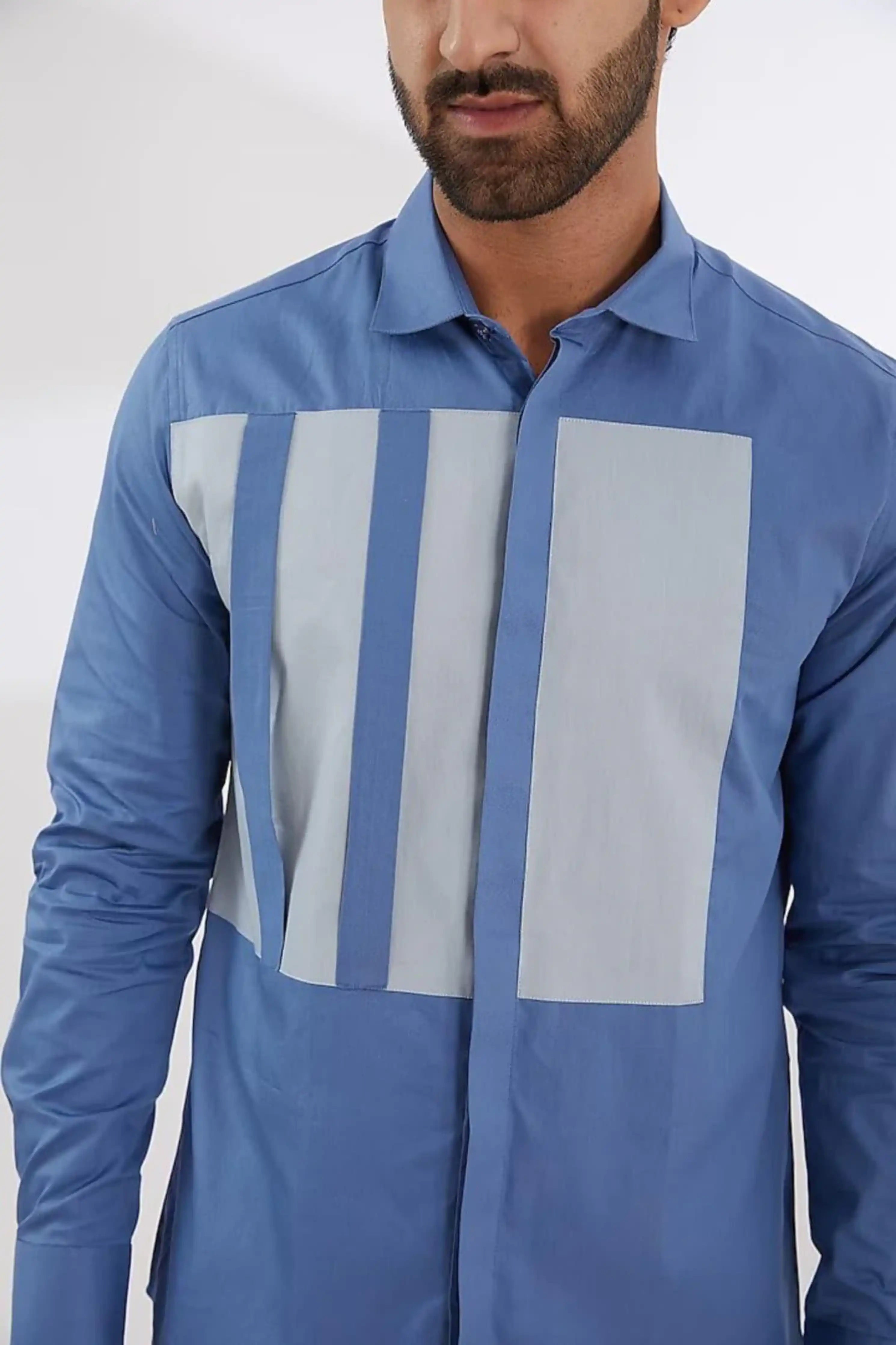 Colourblock  Blue Shirt