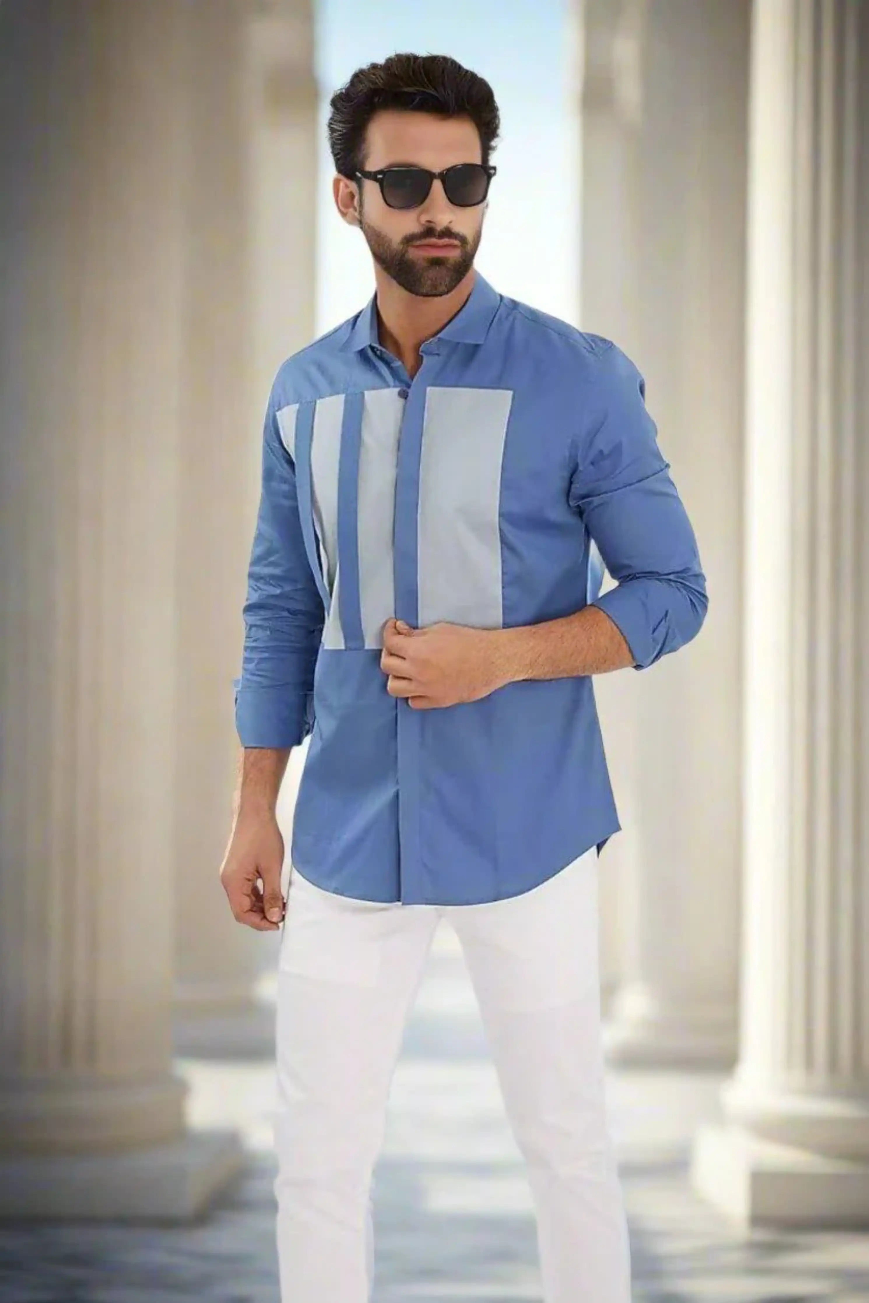 Colourblock  Blue Shirt