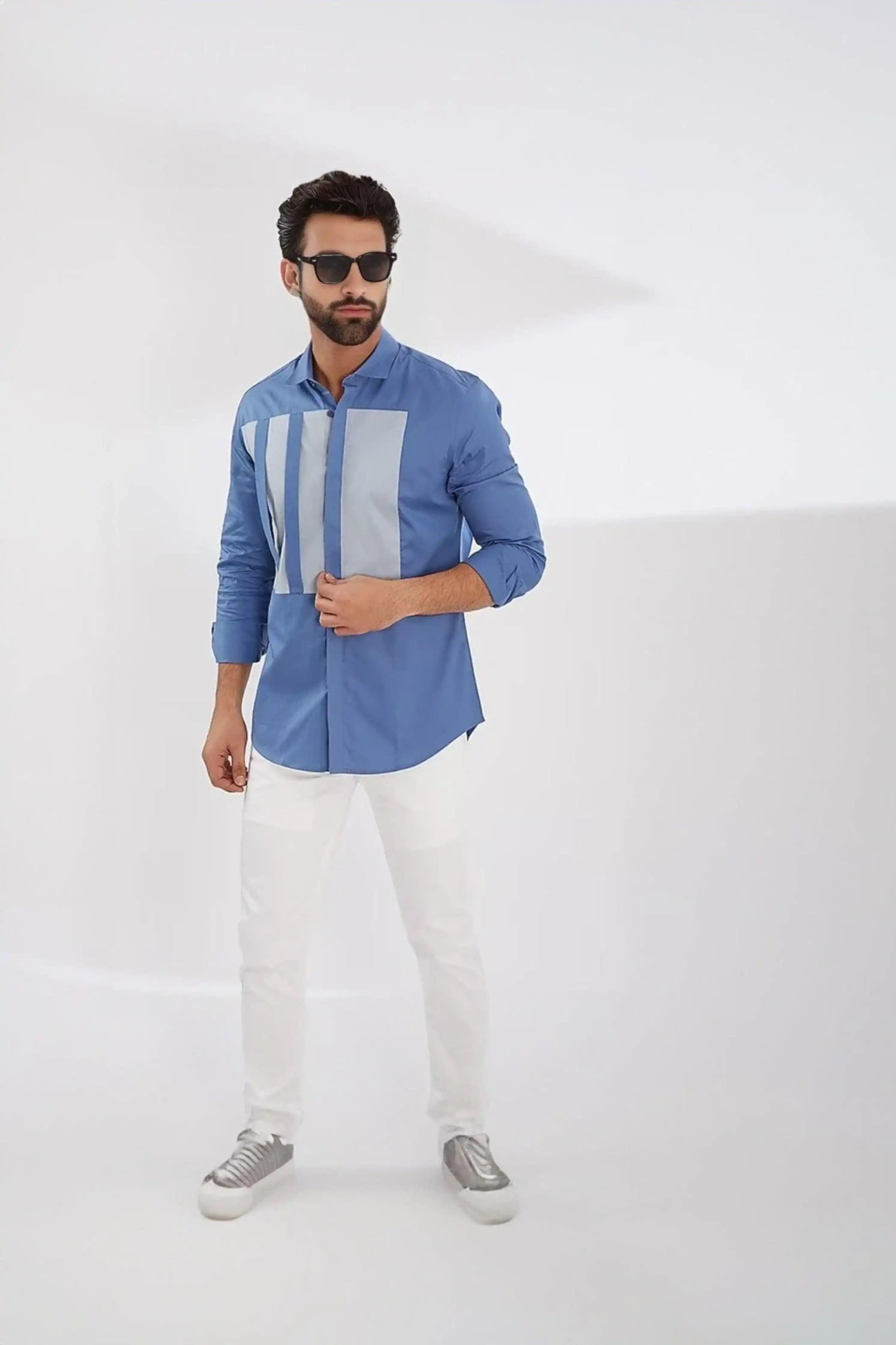 Colourblock  Blue Shirt