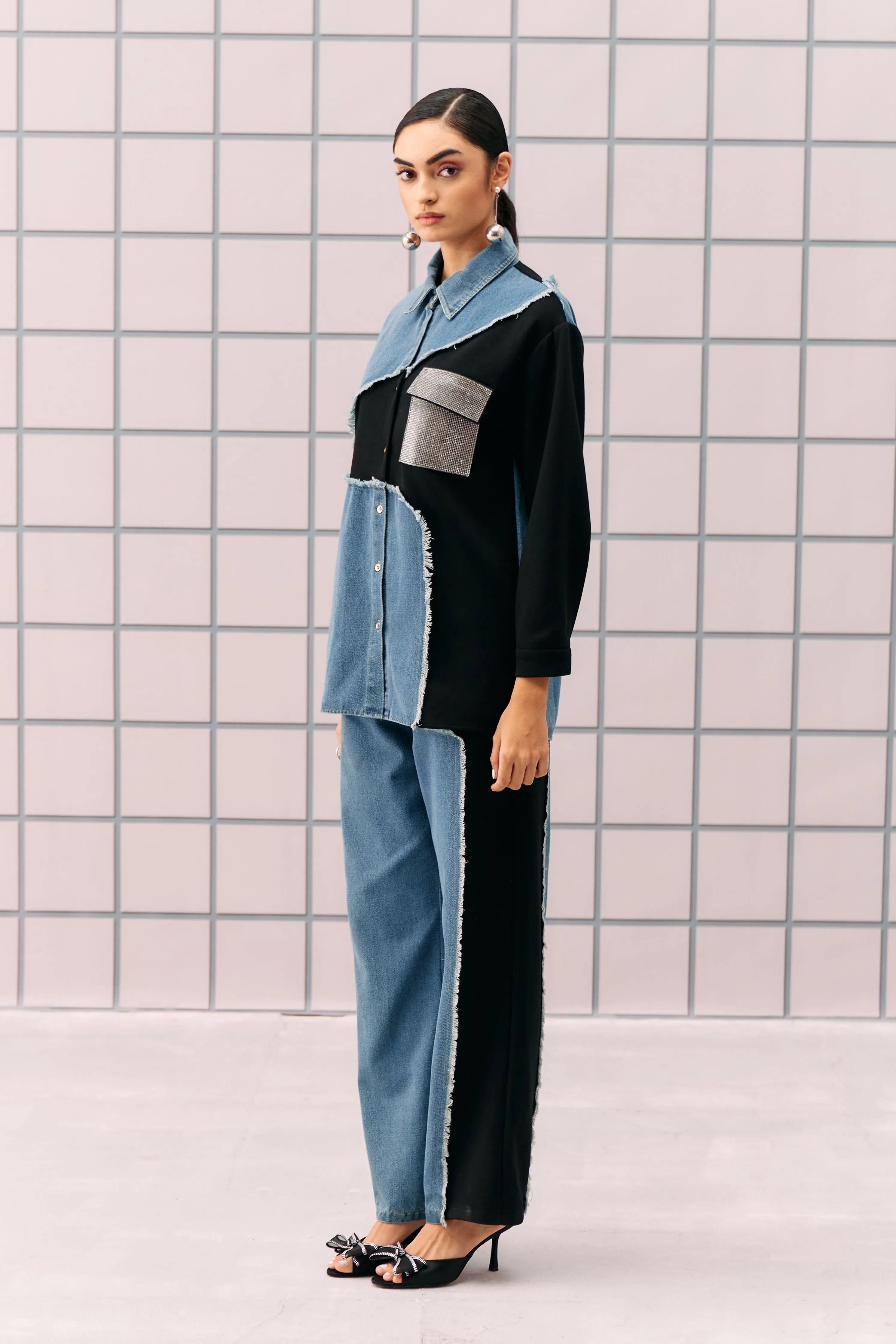 Black Denim Tia Coord Set