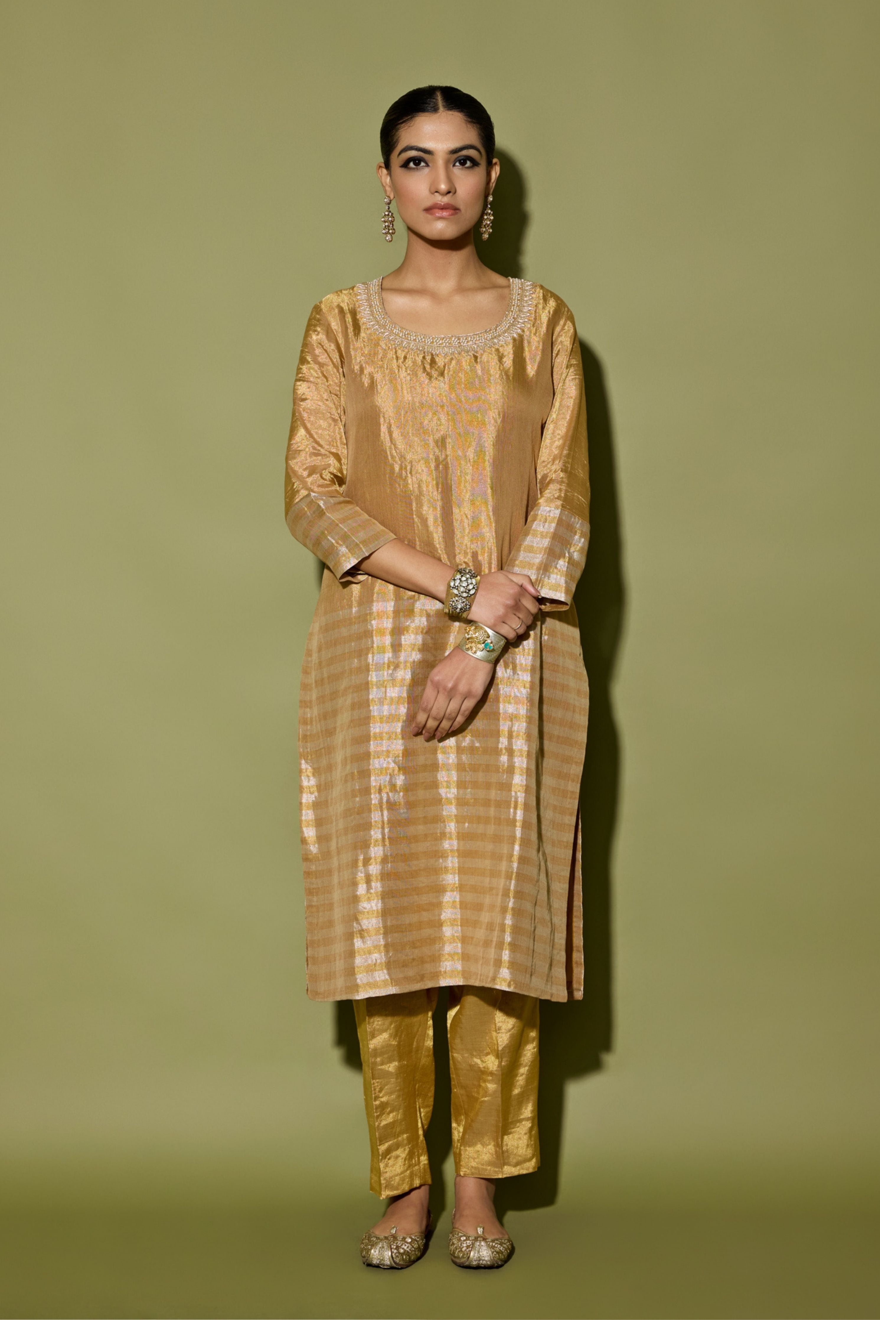Tissue Stripe Kurta Set