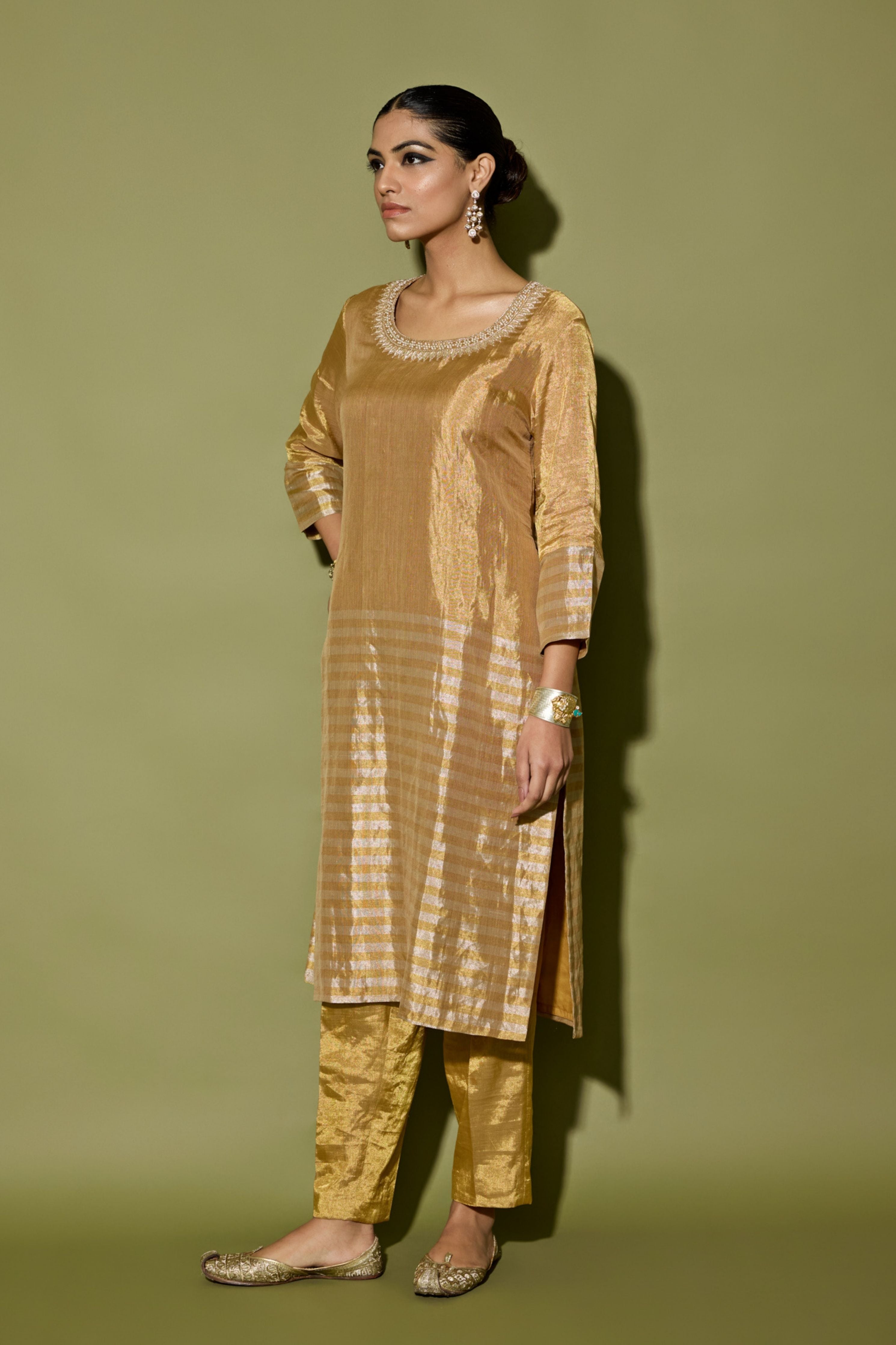 Tissue Stripe Kurta Set