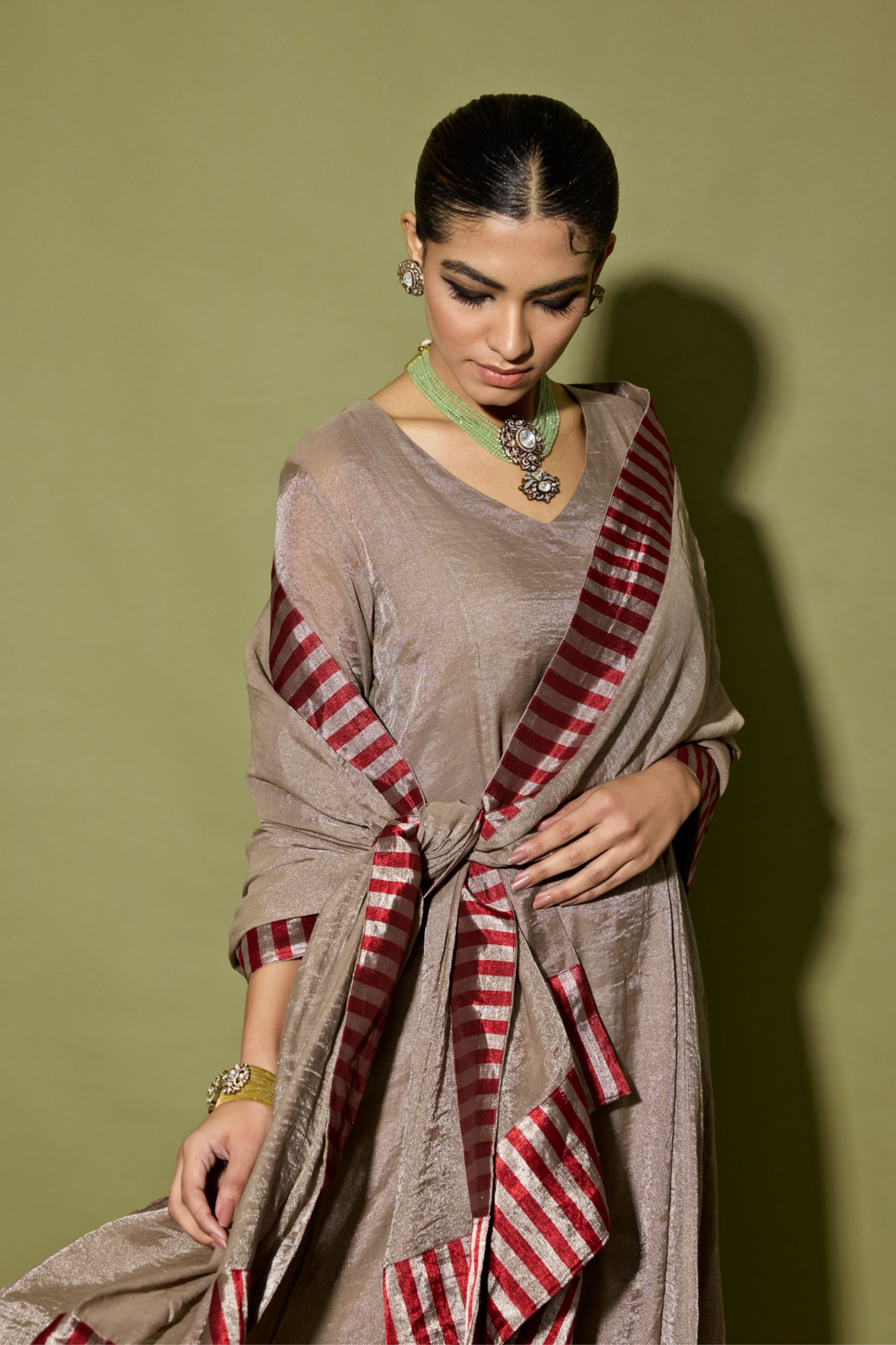 Grey Asymmetrical Kurta Set