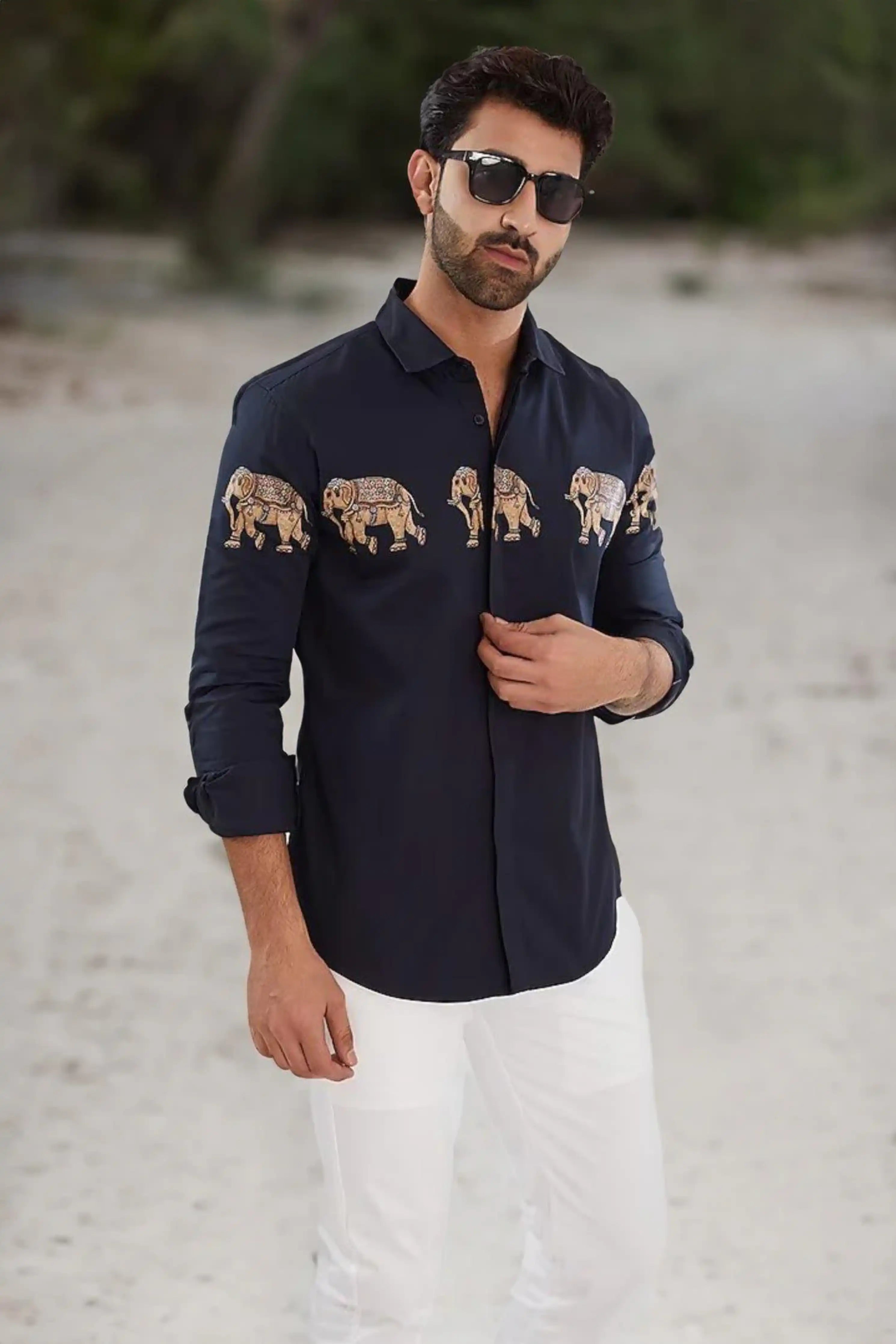 Printed Navy Shirt