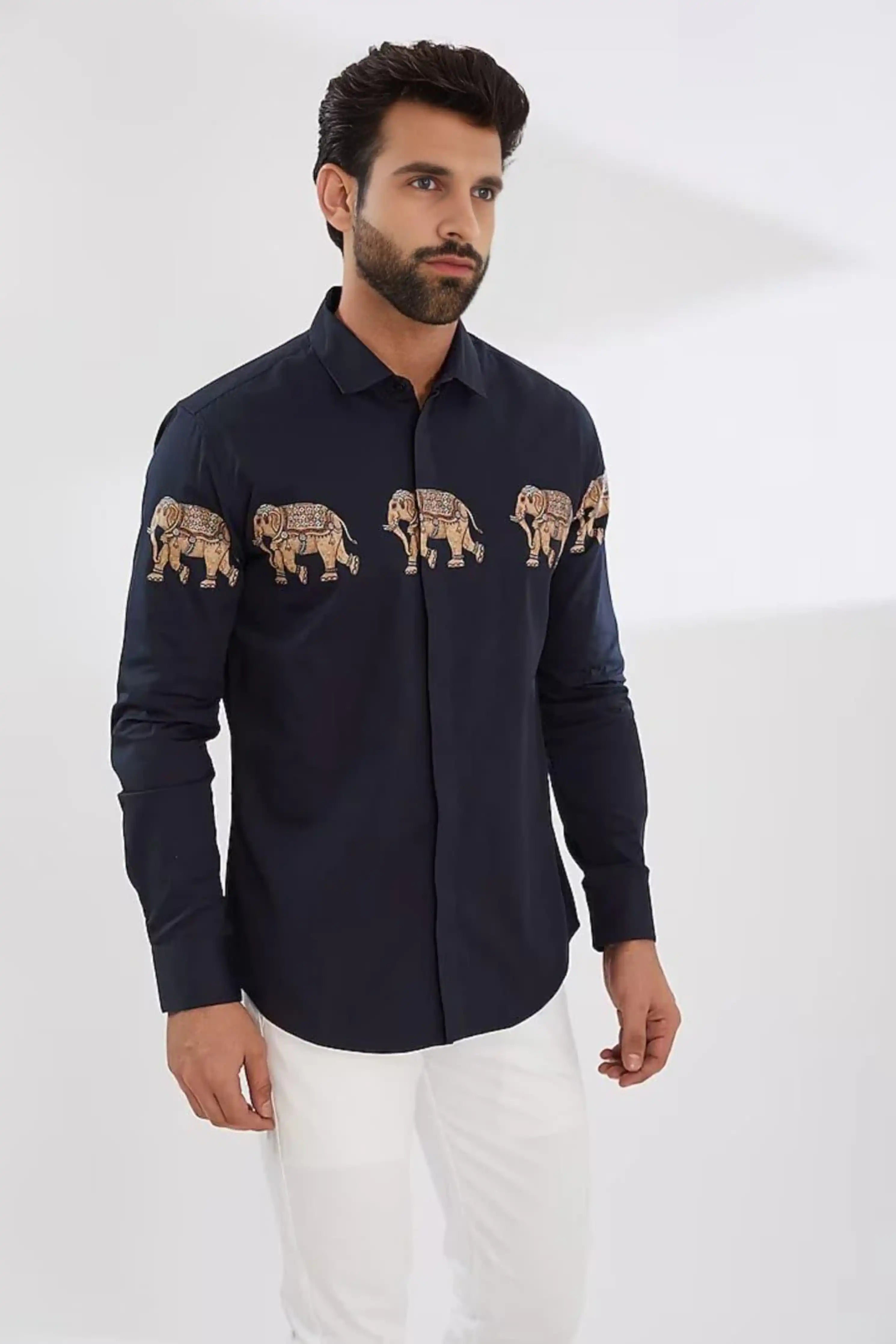 Printed Navy Shirt