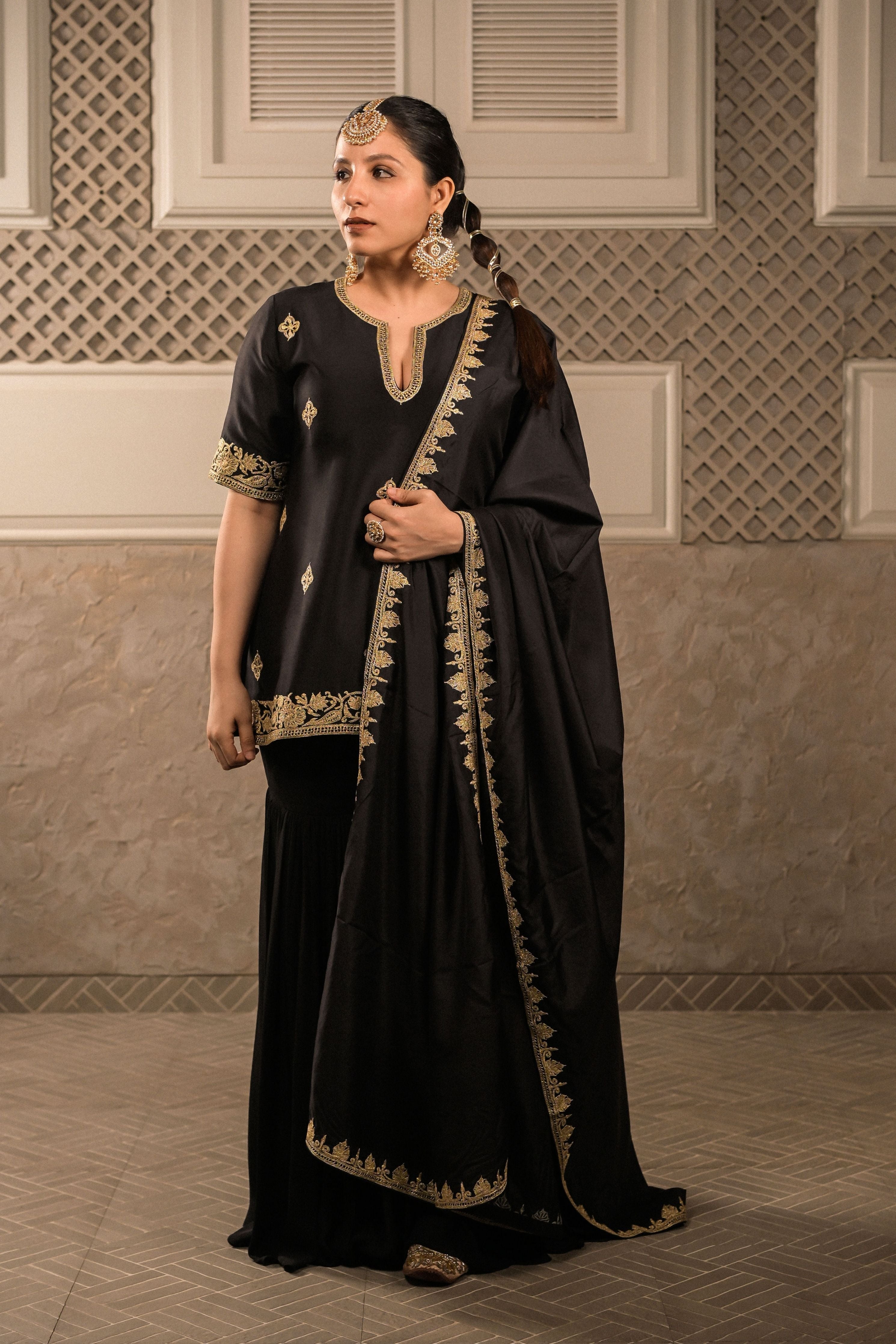 Aloka Black Sharara Set