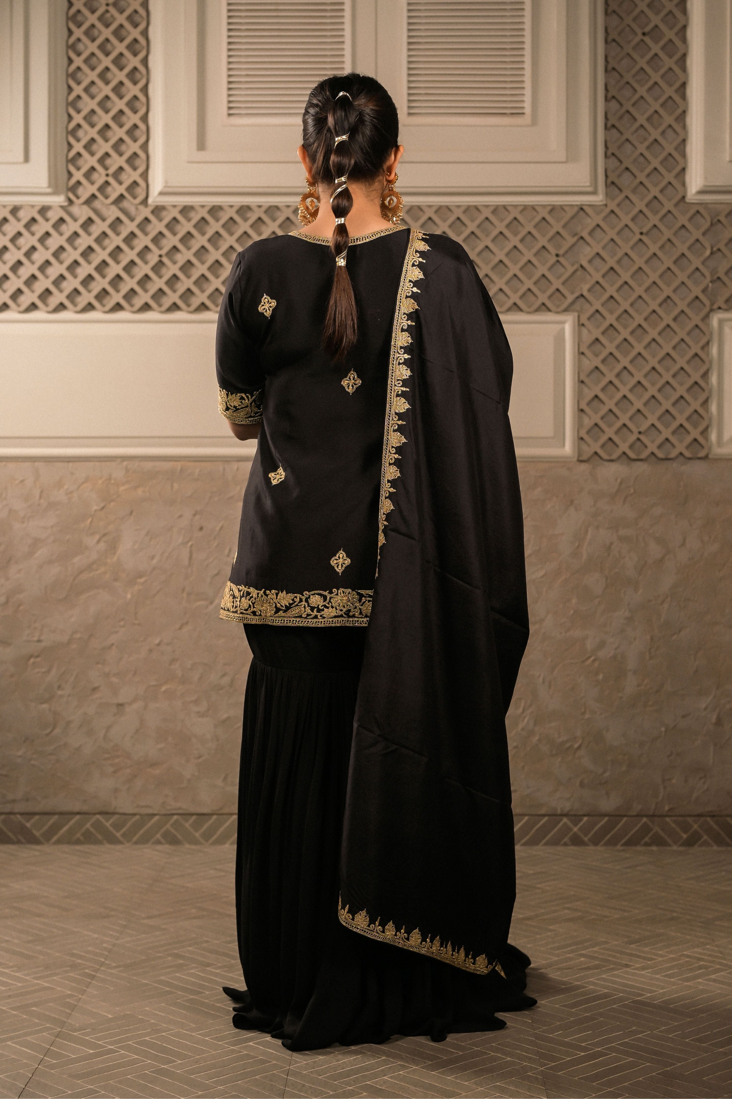 Aloka Black Sharara Set