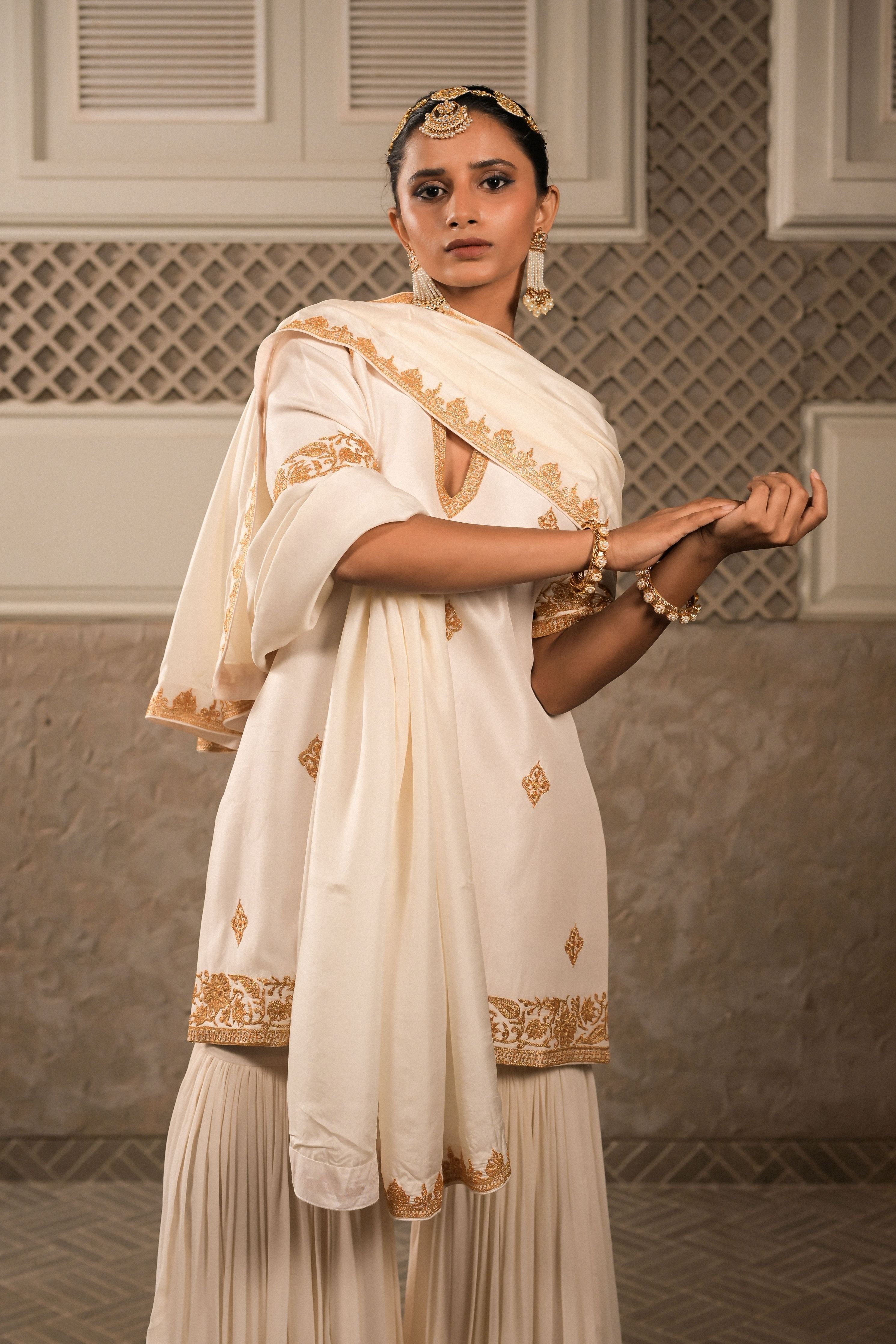 ‘Mallika’ White sharara set