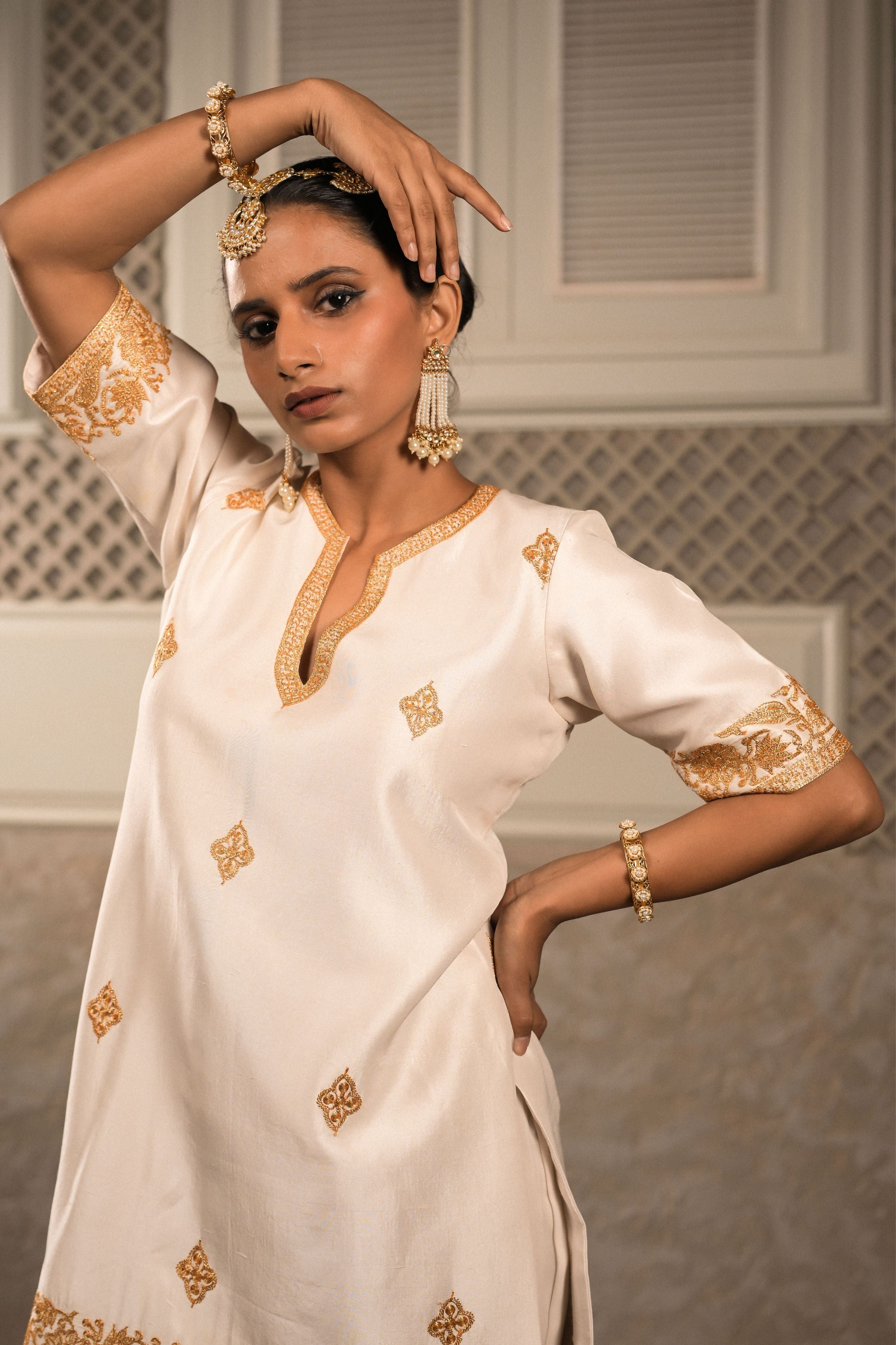 ‘Mallika’ White sharara set