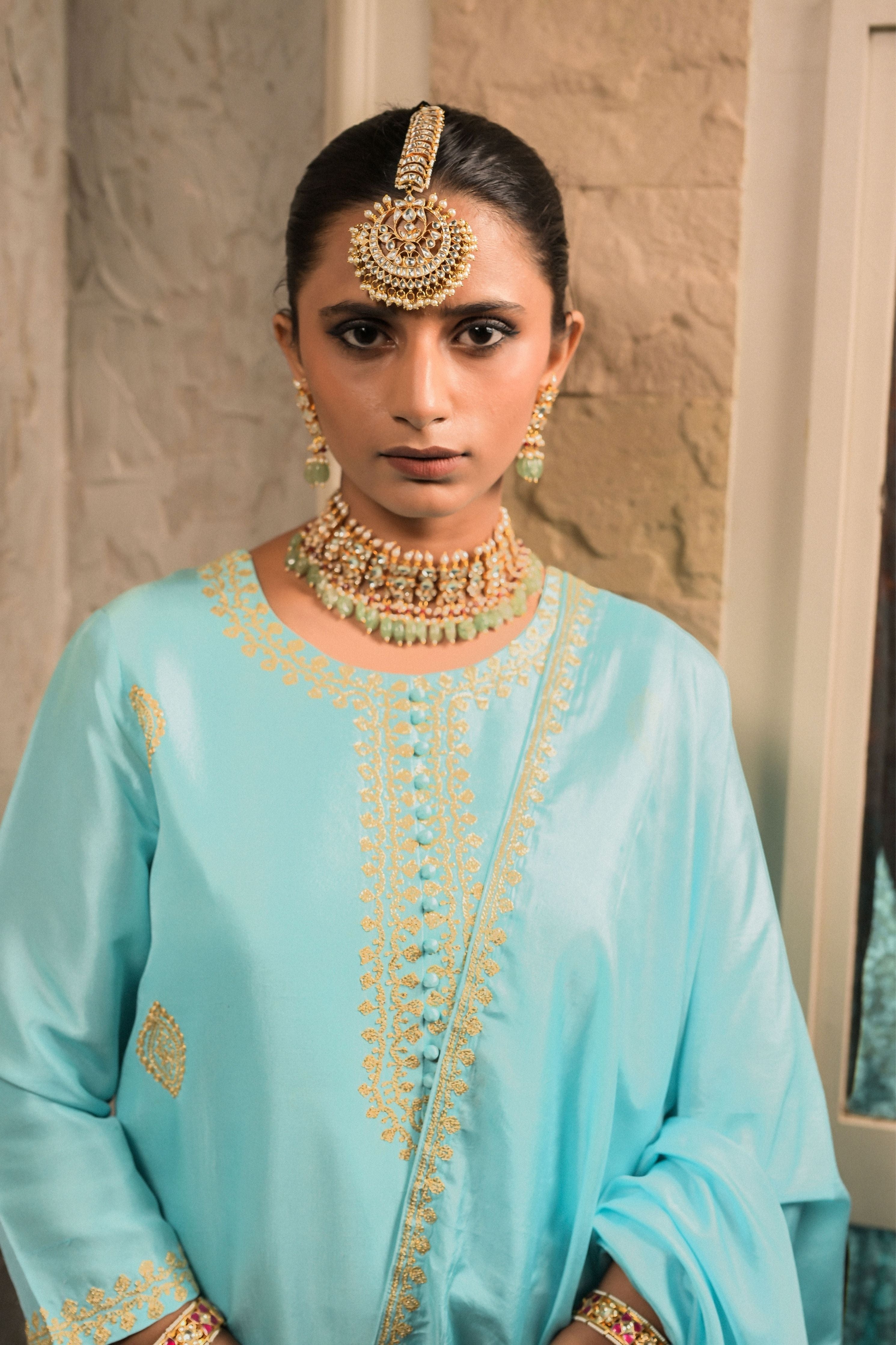 ‘Neelam’ Light blue sharara set