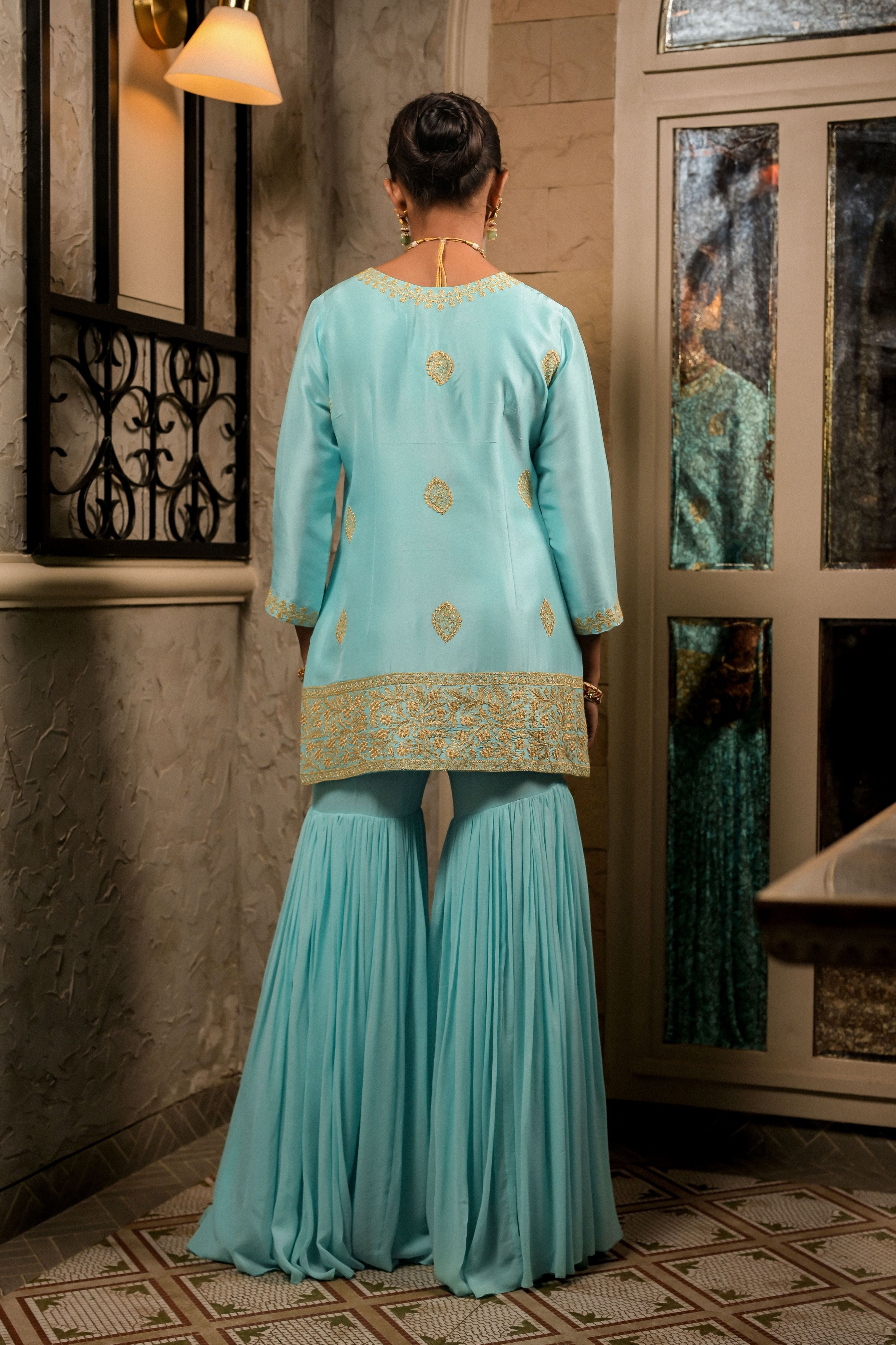 ‘Neelam’ Light blue sharara set