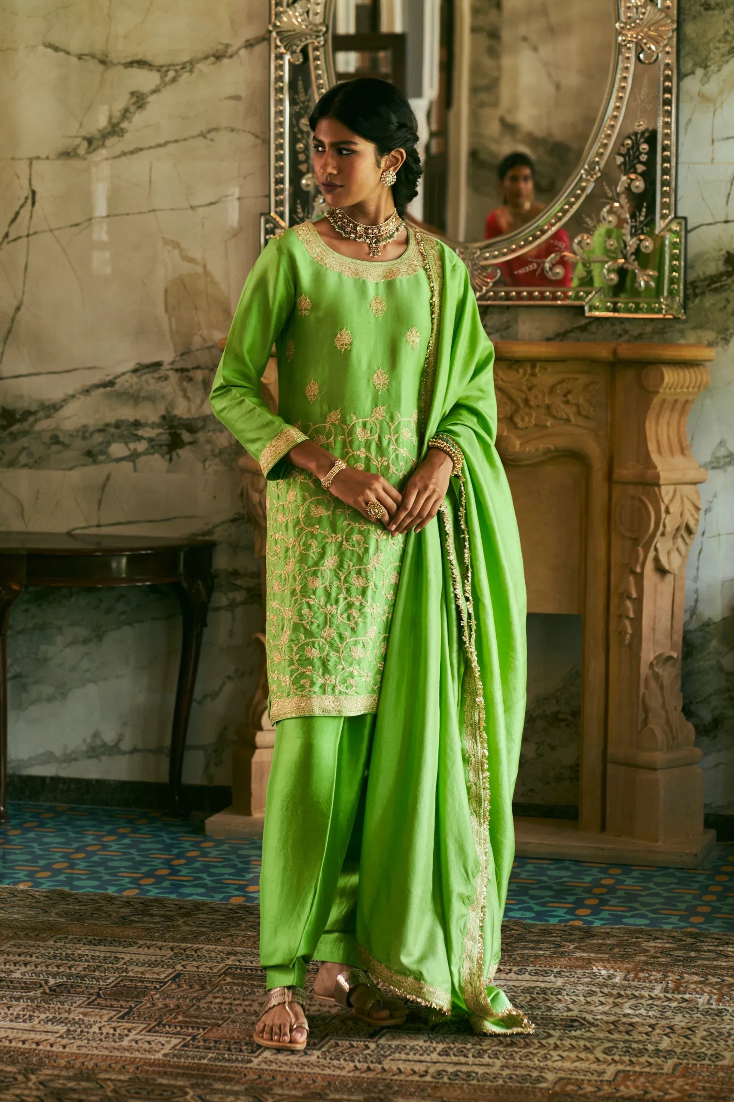 Vanhi Lime green Kurta set