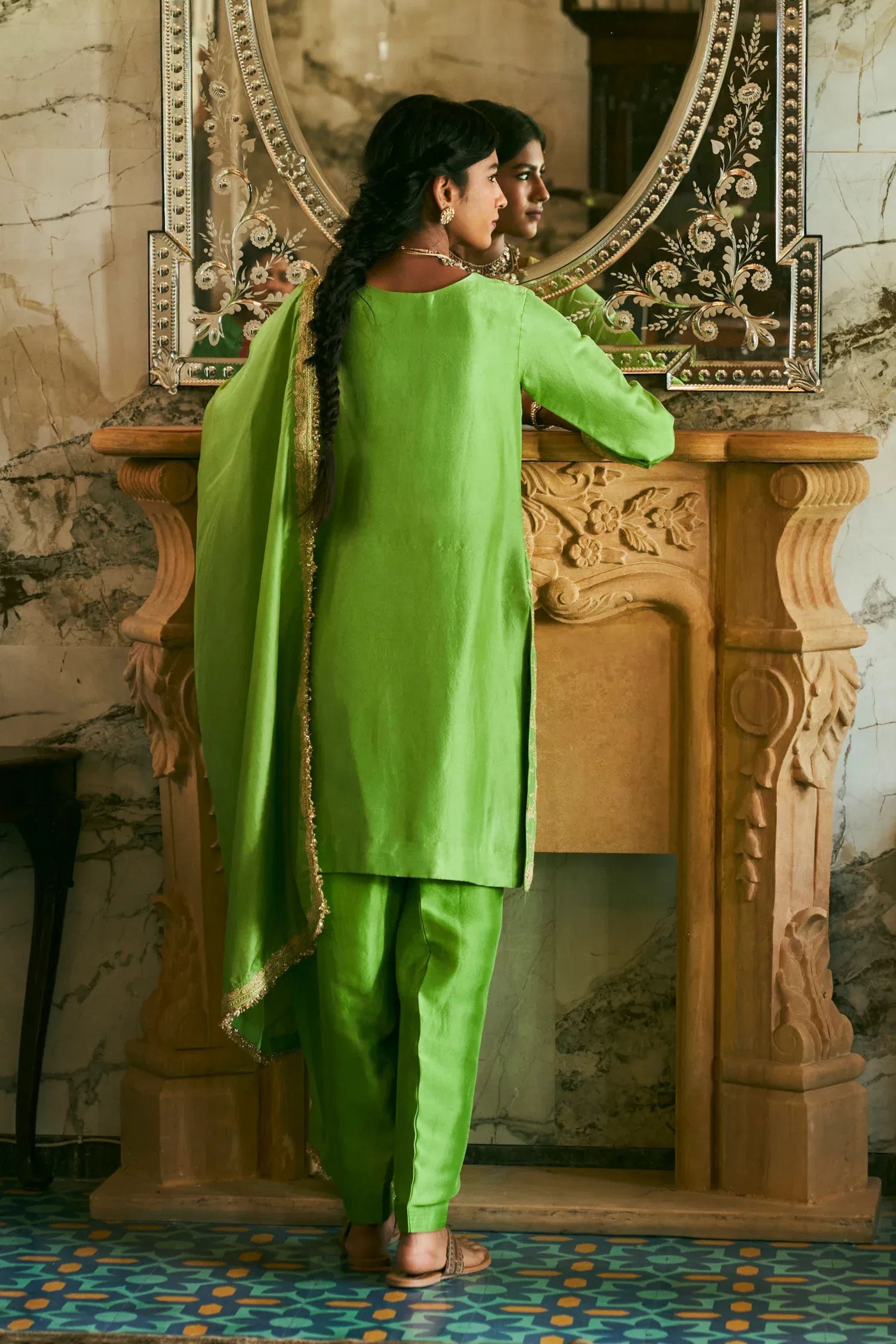 Vanhi Lime green Kurta set