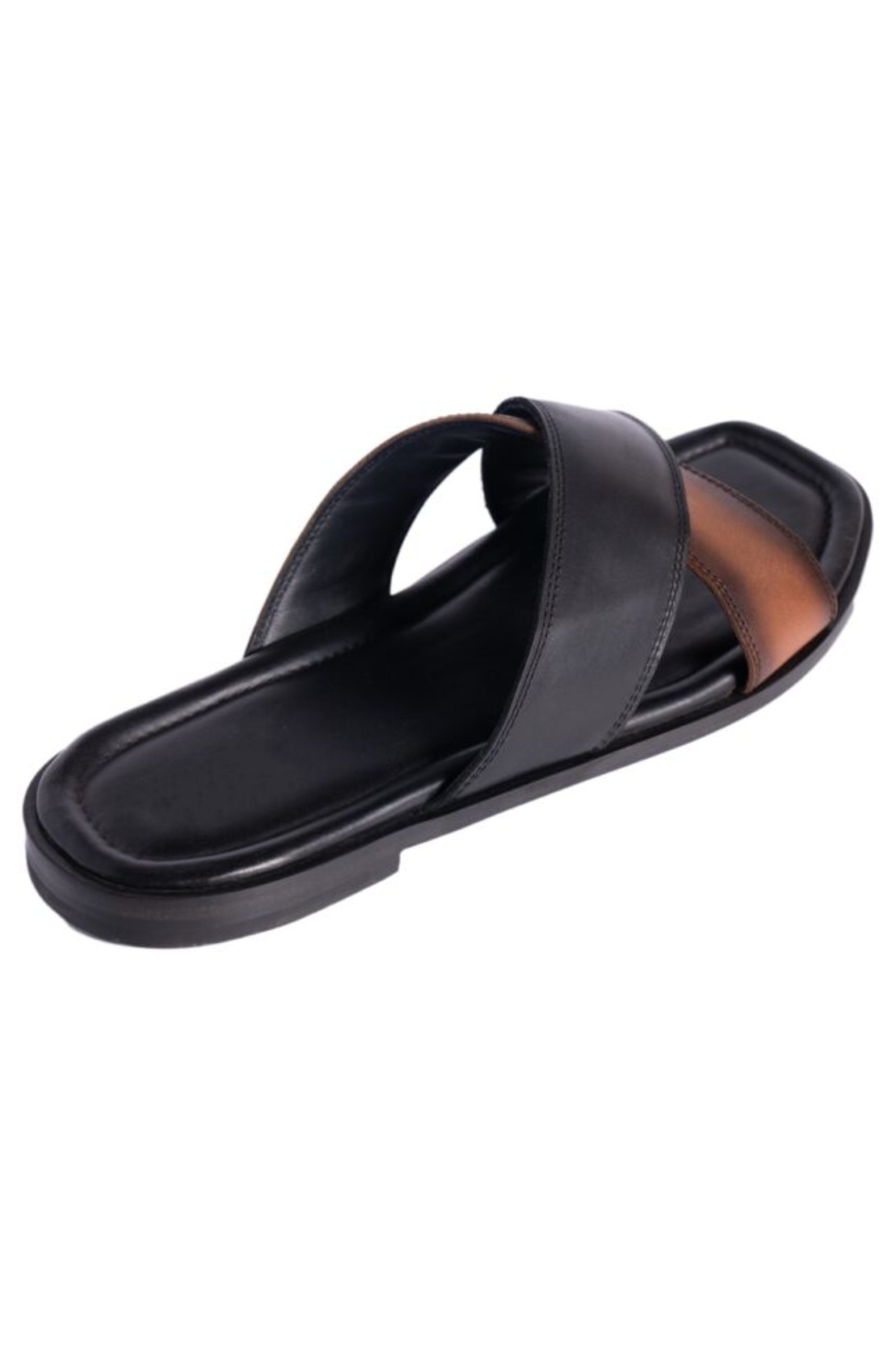 Tan & Black Cross Sandals