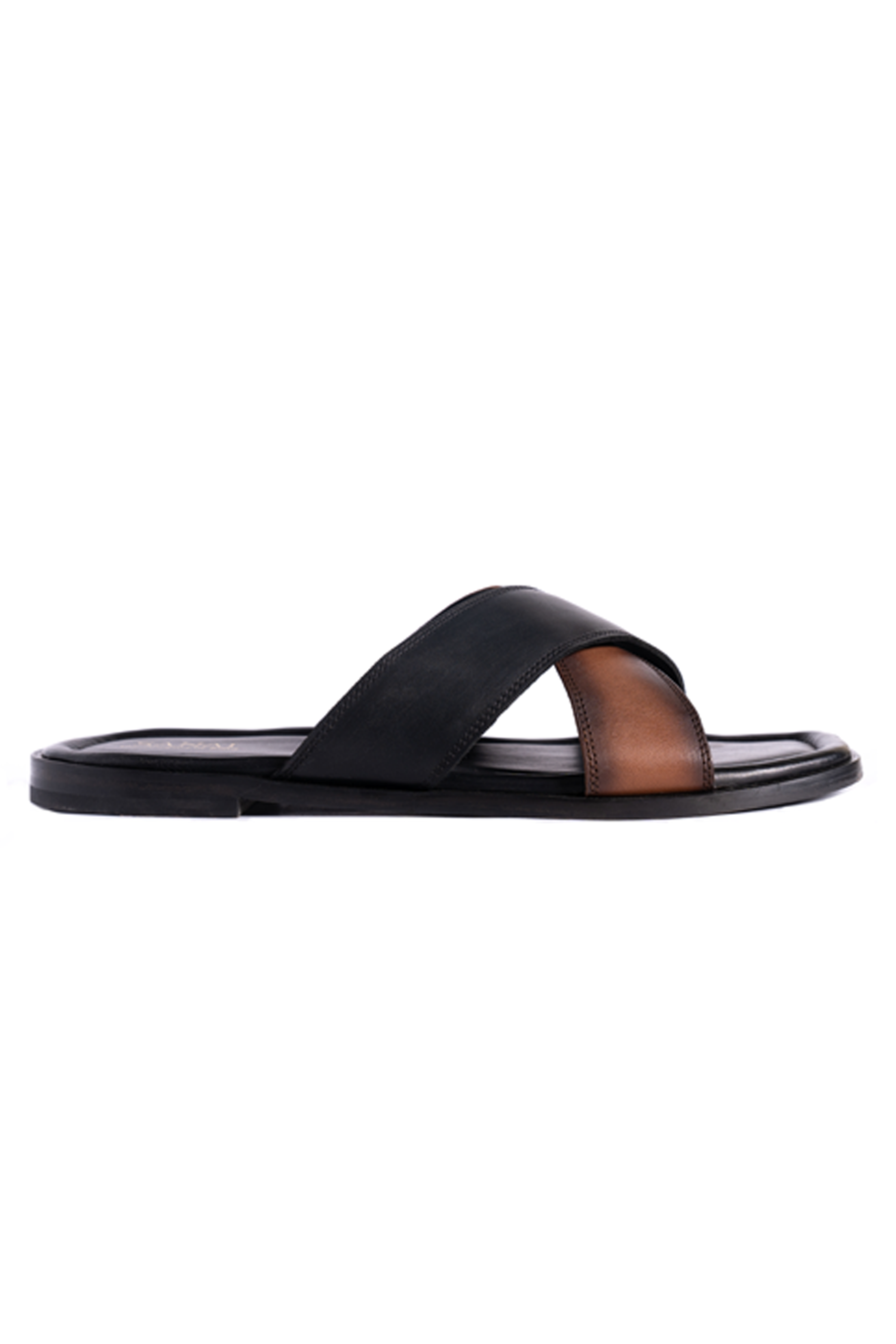 Tan & Black Cross Sandals