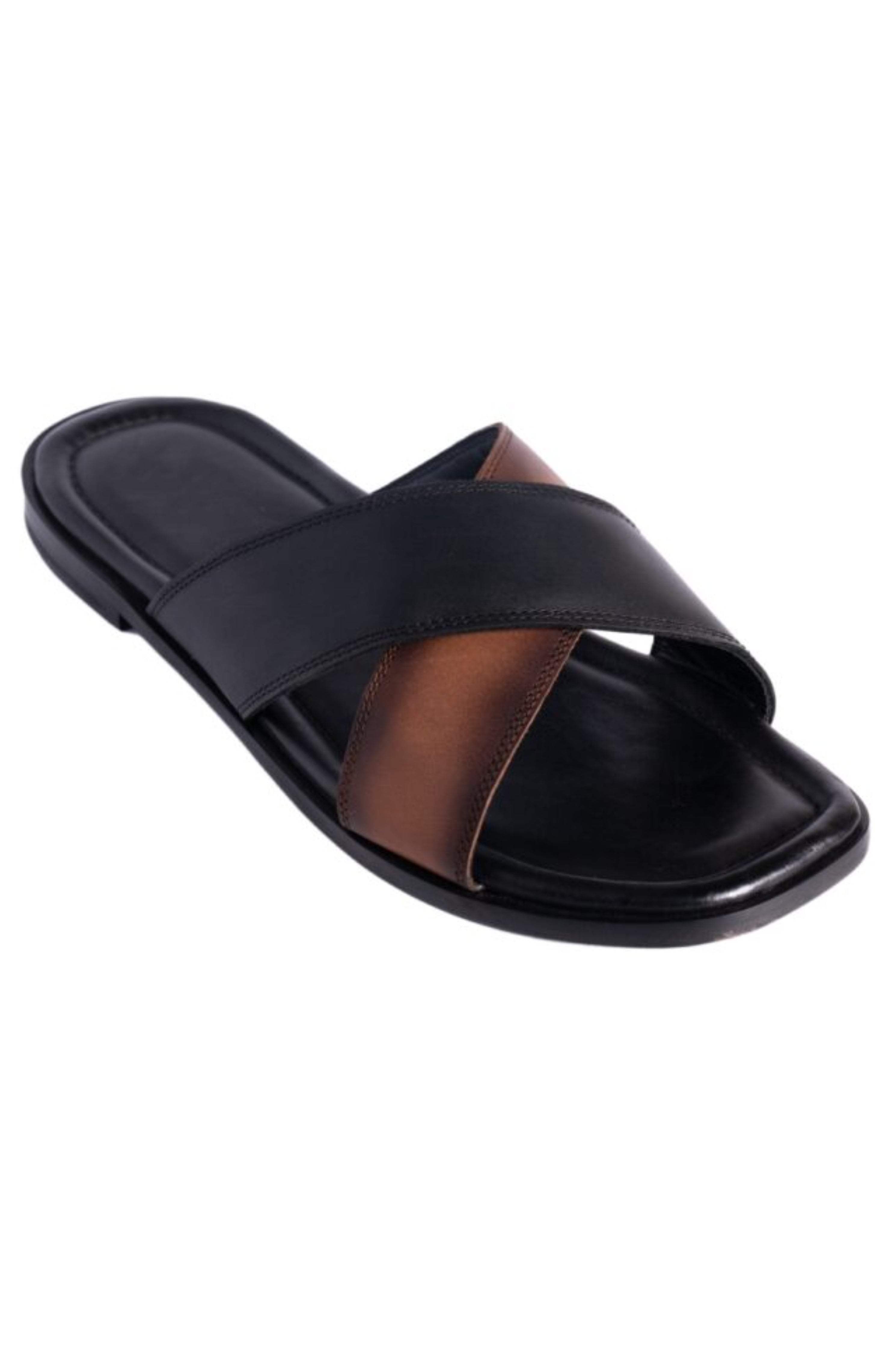 Tan & Black Cross Sandals