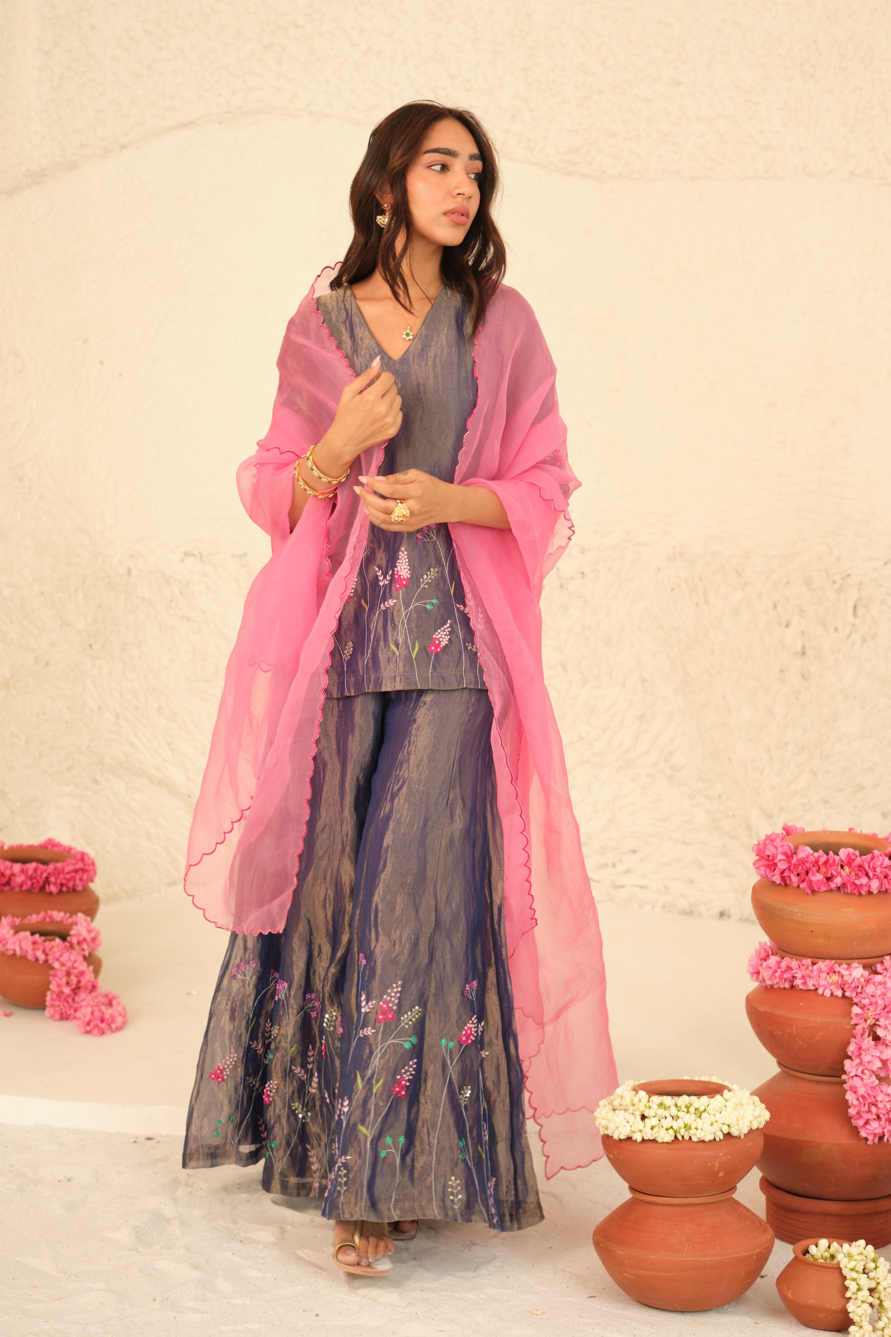 Tanvi Silk Tissue Kurta Set