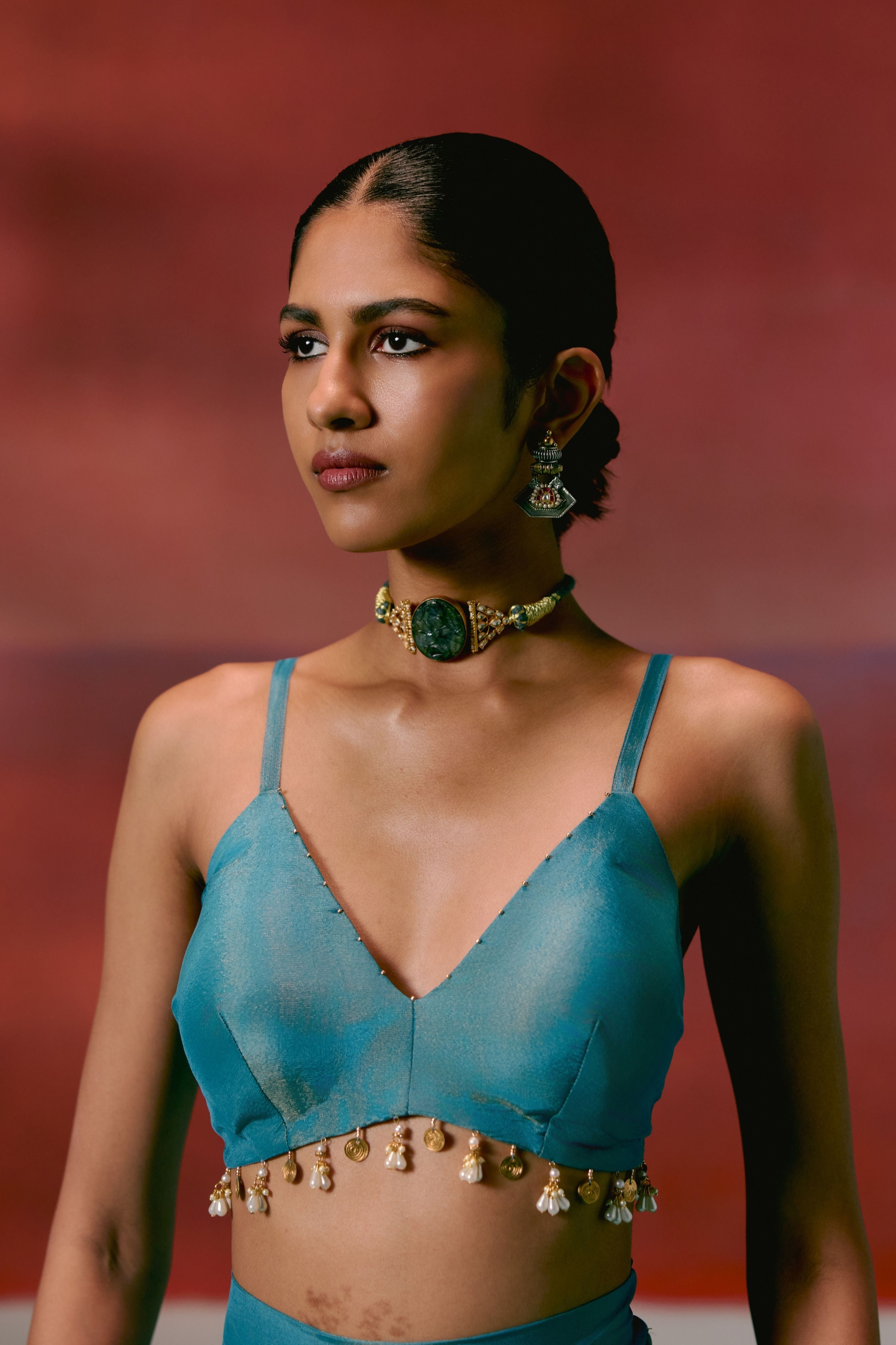 Teal Aztec Blazer Dhoti Set