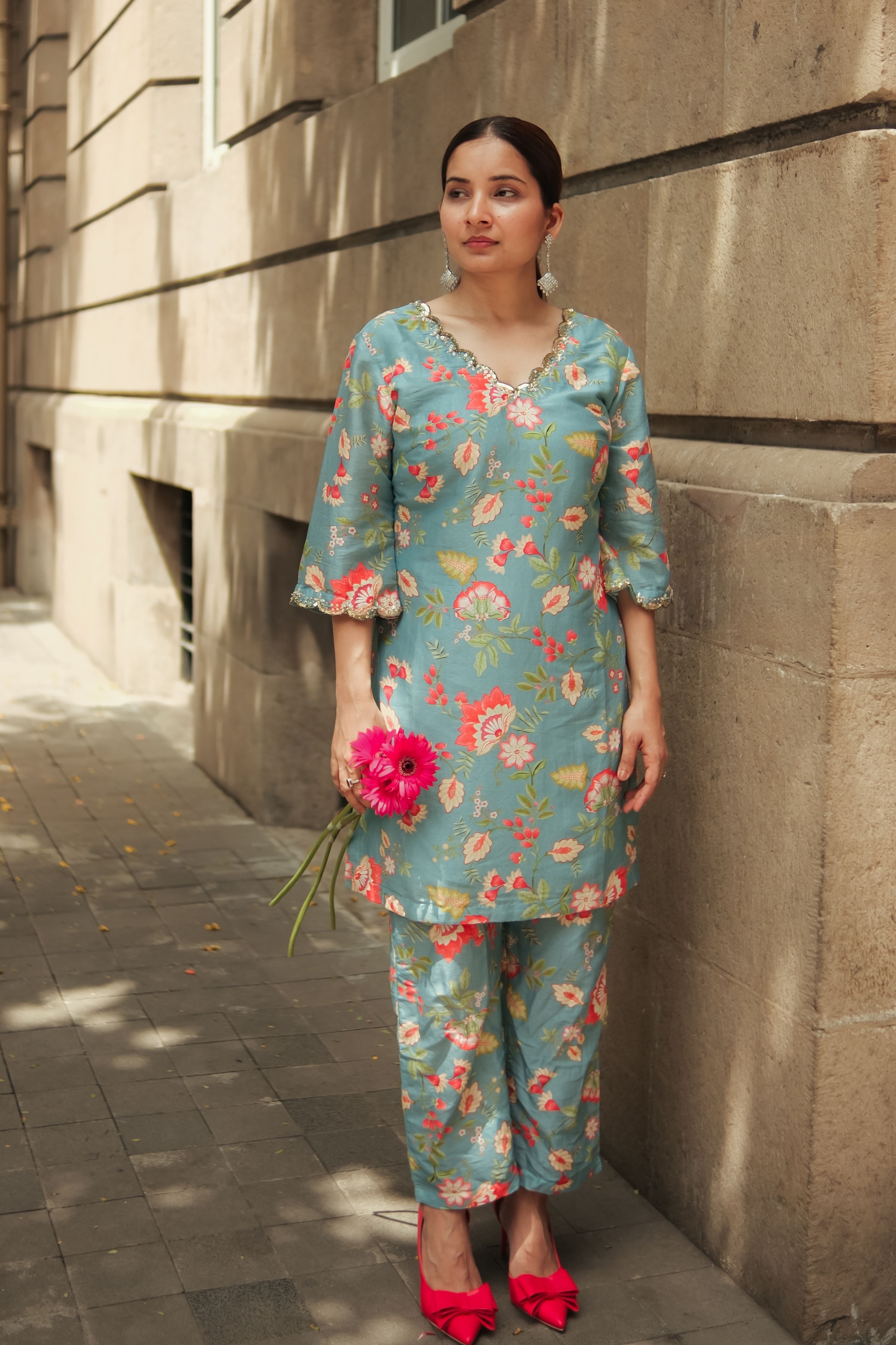 Teal Bloom Suit Set