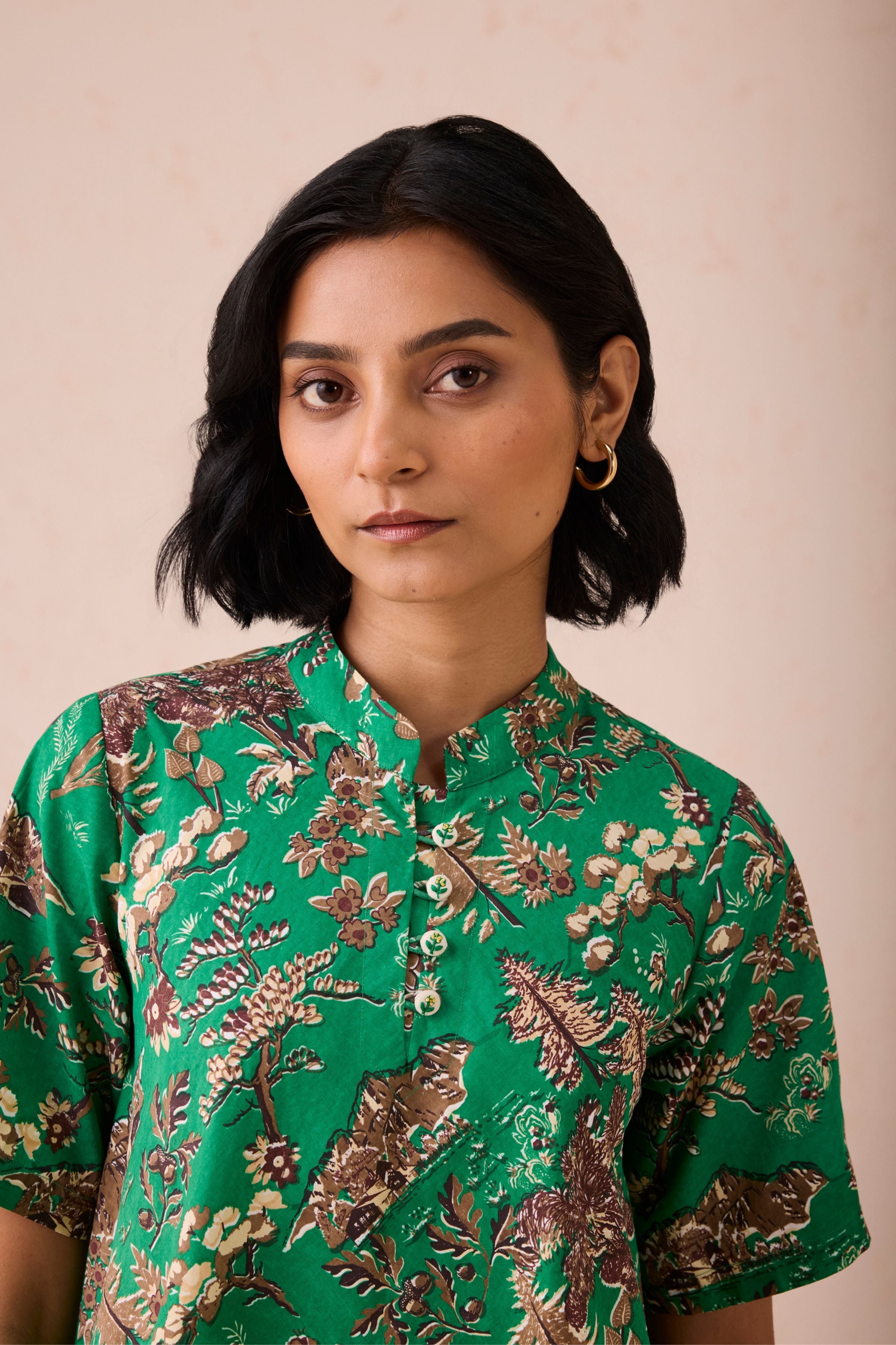 The Harmony Mandarin Collar Organic Cotton Dress