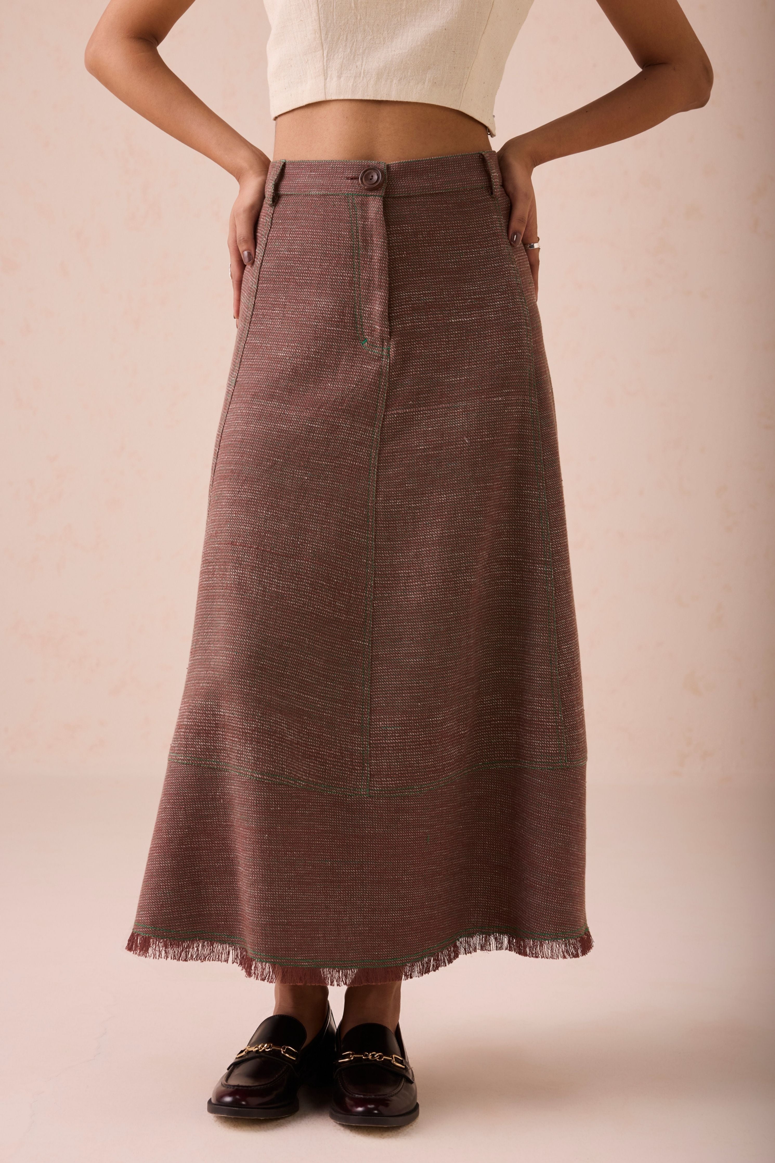 The Hazel Sun Handspun Handwoven Organic Cotton Midi Skirt