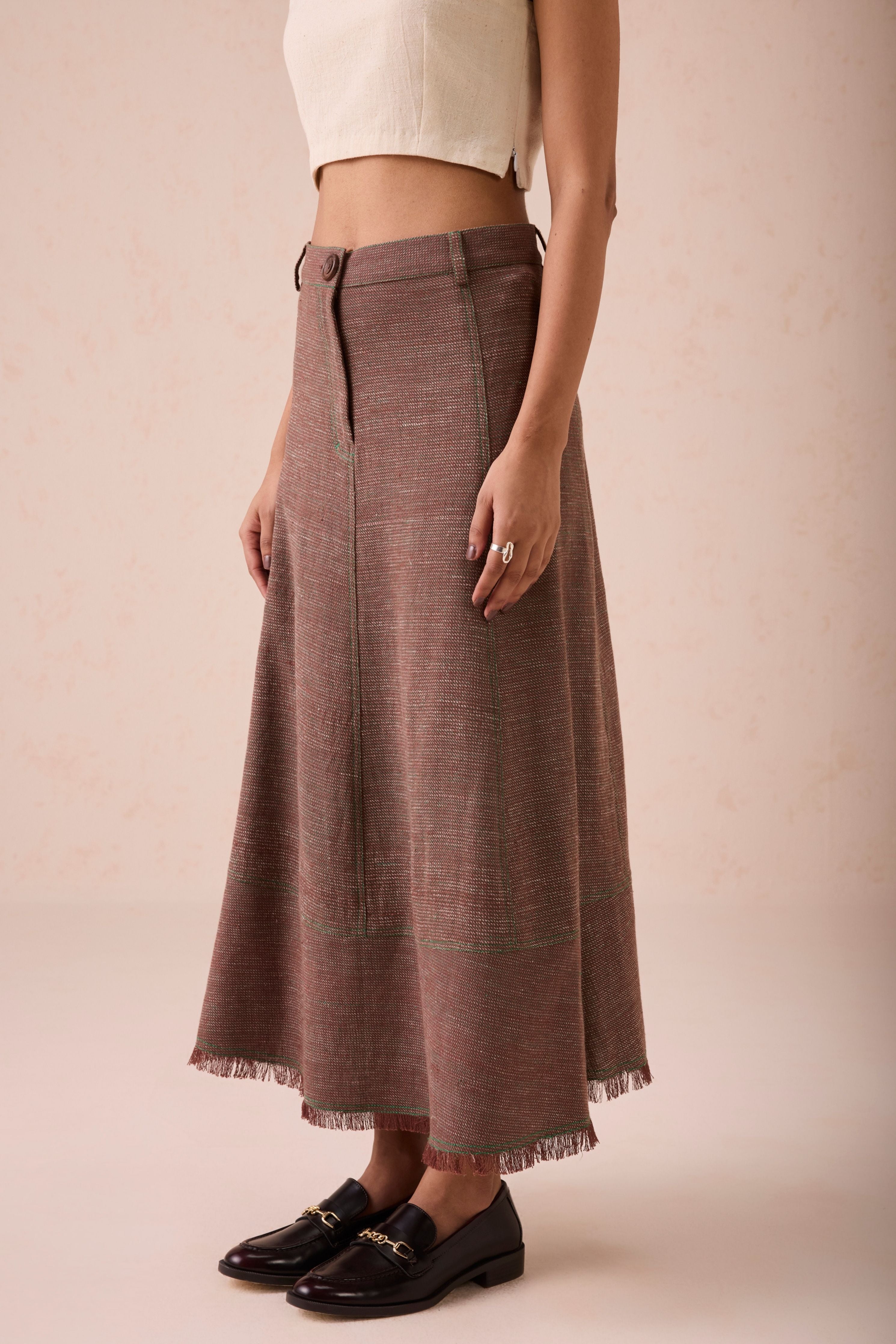 The Hazel Sun Handspun Handwoven Organic Cotton Midi Skirt