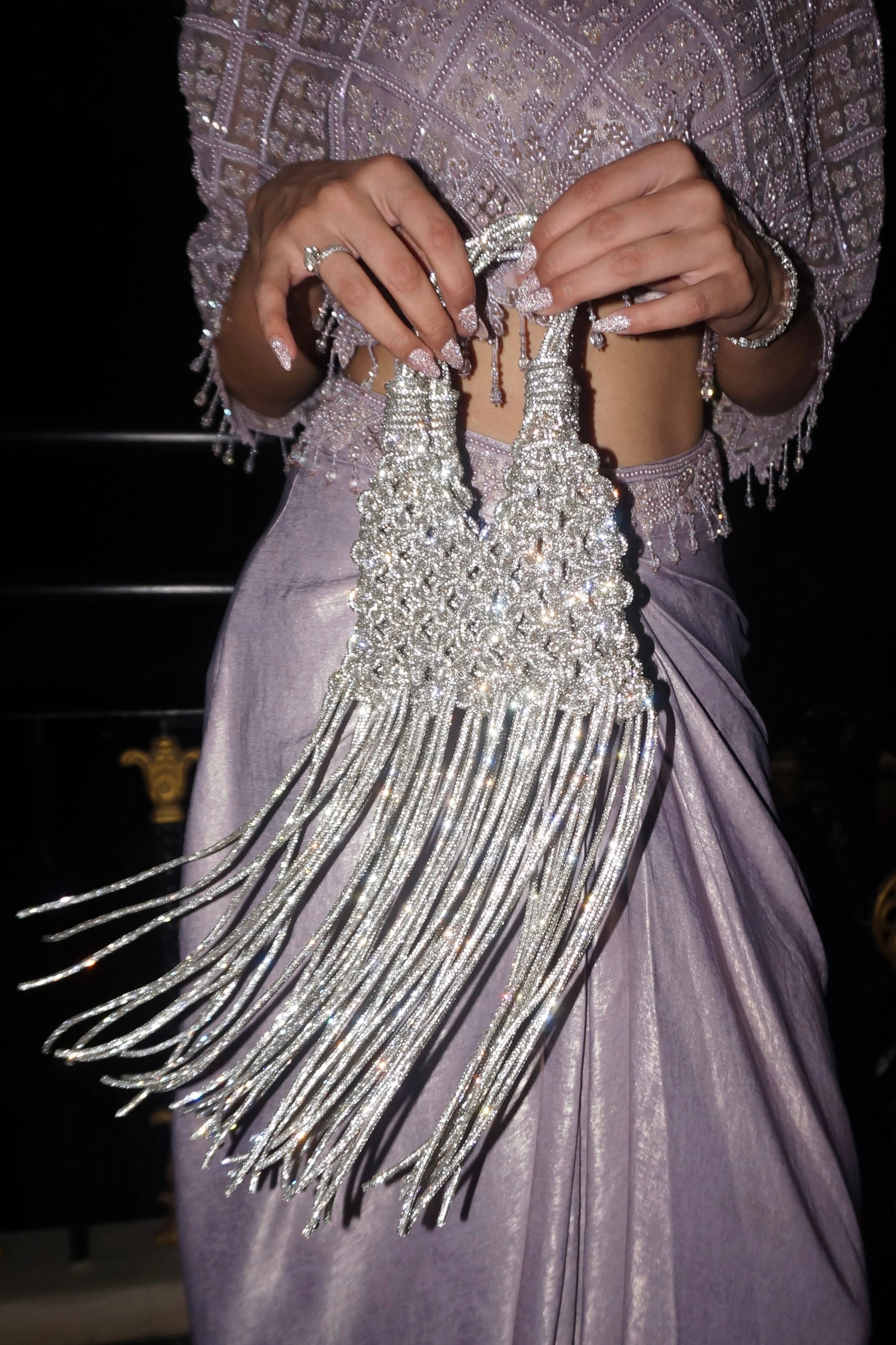 The Mini Pouch Fringes Silver